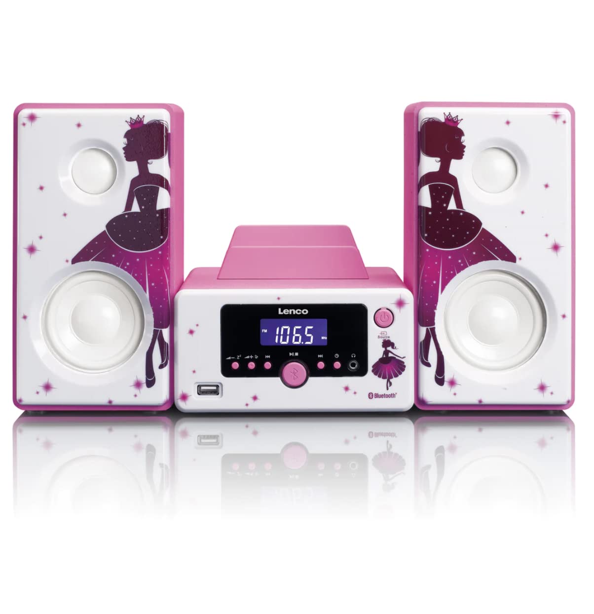 Lenco MC 020 Compact Stereo System with Bluetooth, FM Radio & USB - Wireless Music Streaming for Home, Office & Outdoor Parties
