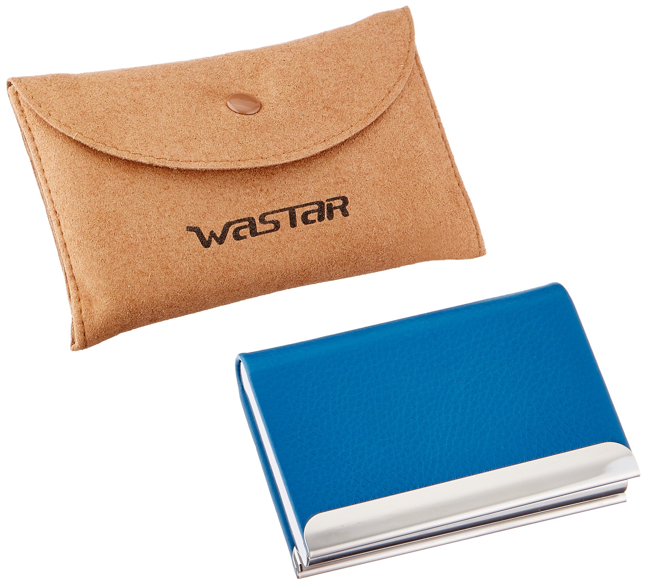 Premium Lychee Pattern Business Card Holder - High Capacity Leather Name Card Case with Gift Bag (Sapphire Blue) - Perfect for Corporate Gifts, Networking Events & Professional Meetings