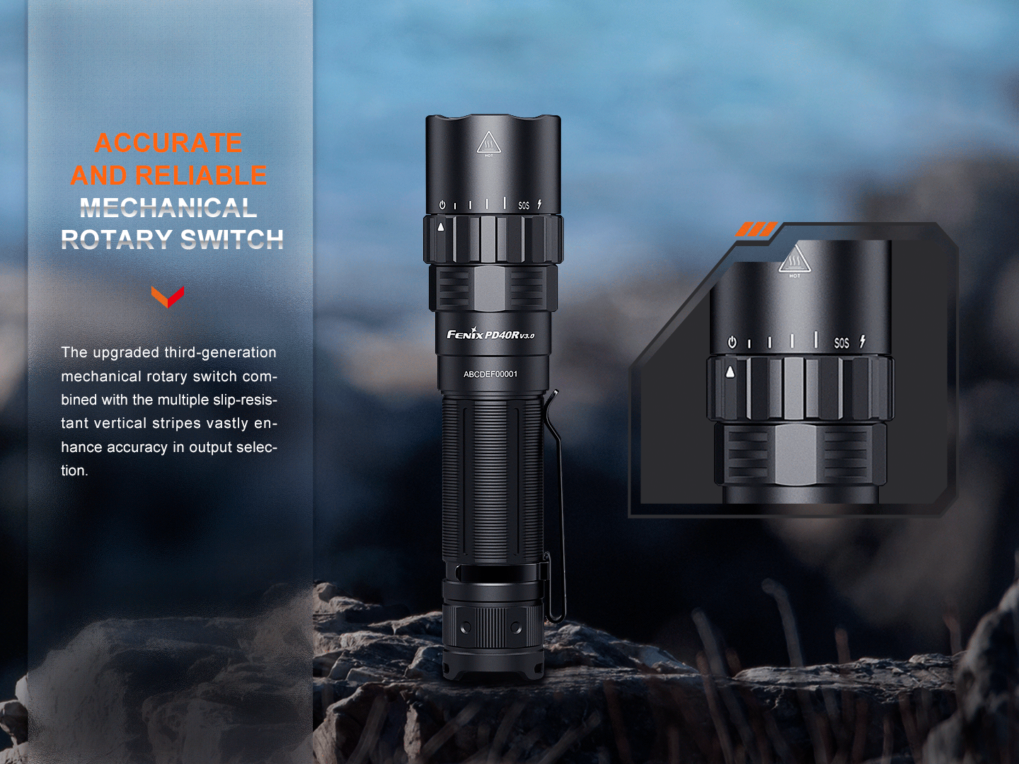 Fenix PD40R V3 Rechargeable Flashlight 2000 Lumens USB-C Tactical Torch - Perfect for Camping, Hiking & Emergency Use