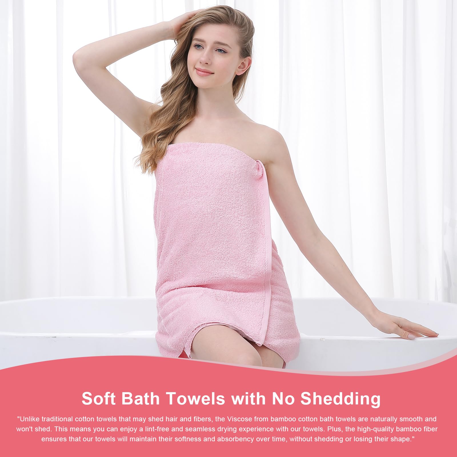 Aibaser 6-Piece Ultra Soft & Absorbent Bath Towels Set, 27x54 Inches - Natural Cotton for Bathroom, Shower, Gym, Travel & Spa | Quick-Drying & Luxurious (Pink) - Perfect for Home, Hotels & Gifts