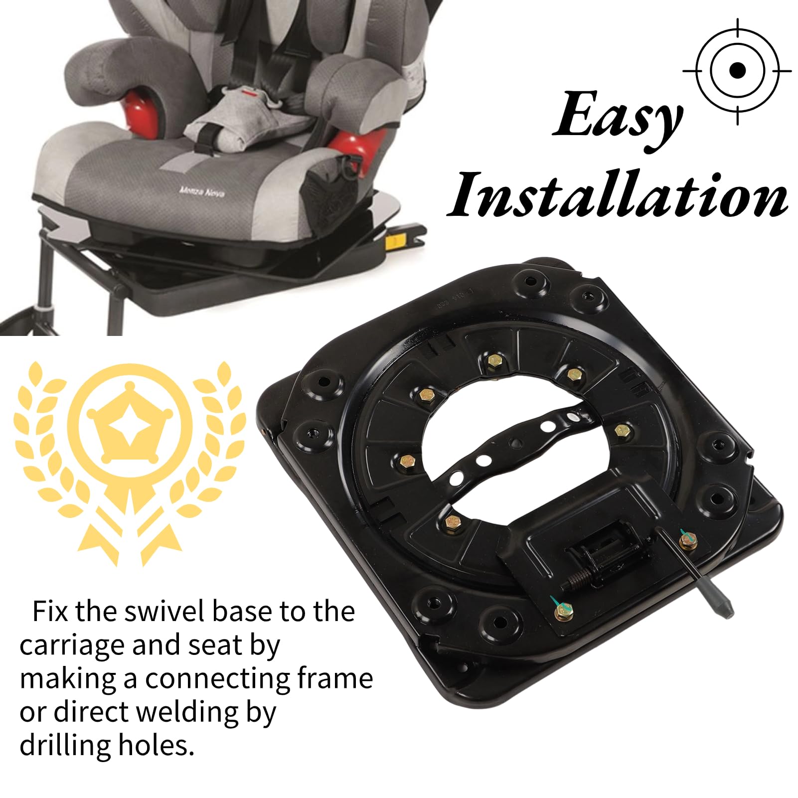 Heavy Duty 360 Degree Swivel Car Seat Base with 4-Way Locking System - 130kg Load Capacity Steel Plate Replacement for RV, Boat, Bus - Perfect for Comfortable Seating in Vehicles & Marine Applications