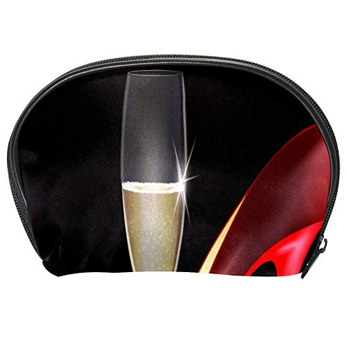 iMobaby Red High Heels & Champagne Cosmetic Makeup Bag Organizer - Women's Travel Toiletry Case with Zipper, Multifunctional Storage Pouch | Perfect for Travel, Bridal Showers & Gift Giving
