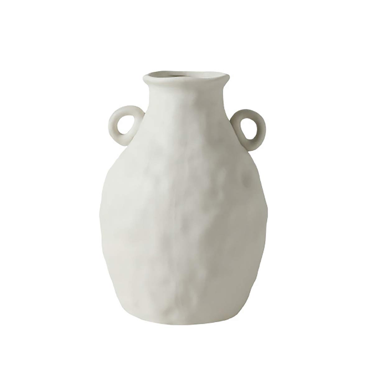 Sunormi Small White Ceramic Vase with Handles - Artistic Floral Sketch Design - Perfect for Home Decor, Table Centerpiece & Shelf Display - Elegant Flower Vase for Living Room, Dining Table & Office Desk