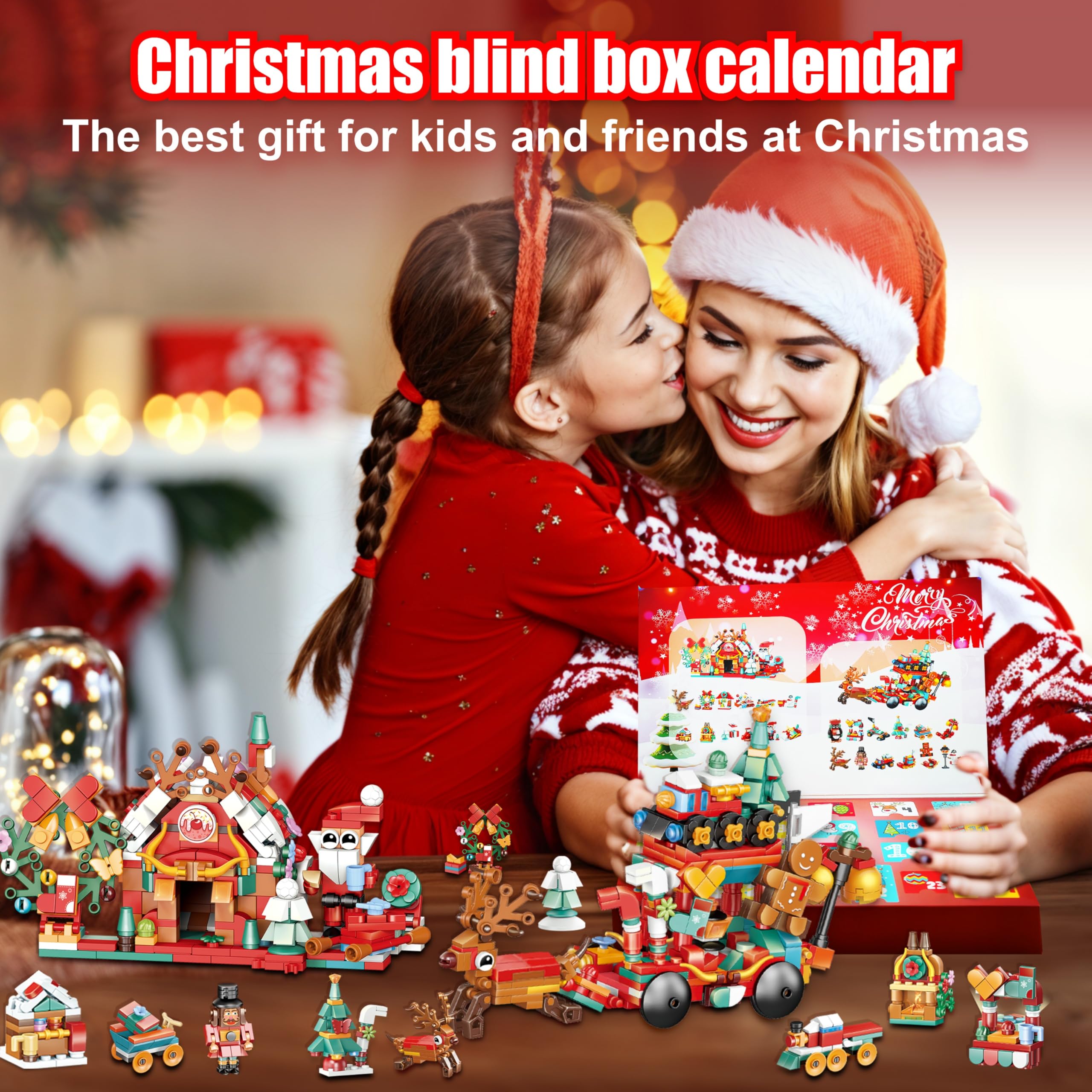 2024 Christmas Advent Calendar Building Blocks Set - 24 Days Countdown Toy with Santa Claus, Dessert House & Elk Sled - 12-in-1 STEM Educational Gift for Boys & Girls | Perfect for Holiday Countdown, Classroom Activities & Family Christmas Traditions