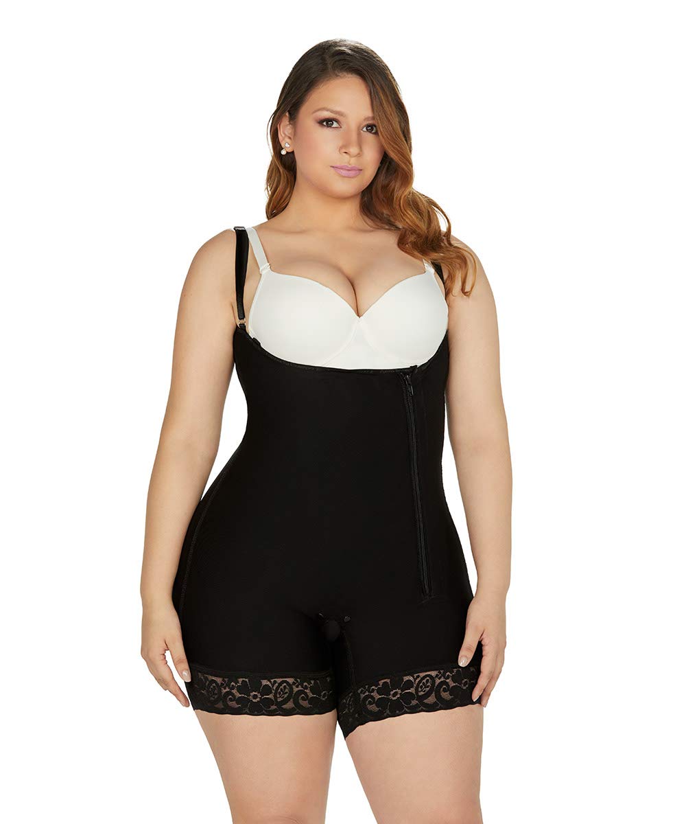 FTC Colombian Shapewear Bodysuit - Waist Trainer & Butt Lifter with Side Zipper | Half Back Coverage for Hourglass Figure | Perfect for Tummy Control, Postpartum Recovery & Special Occasions