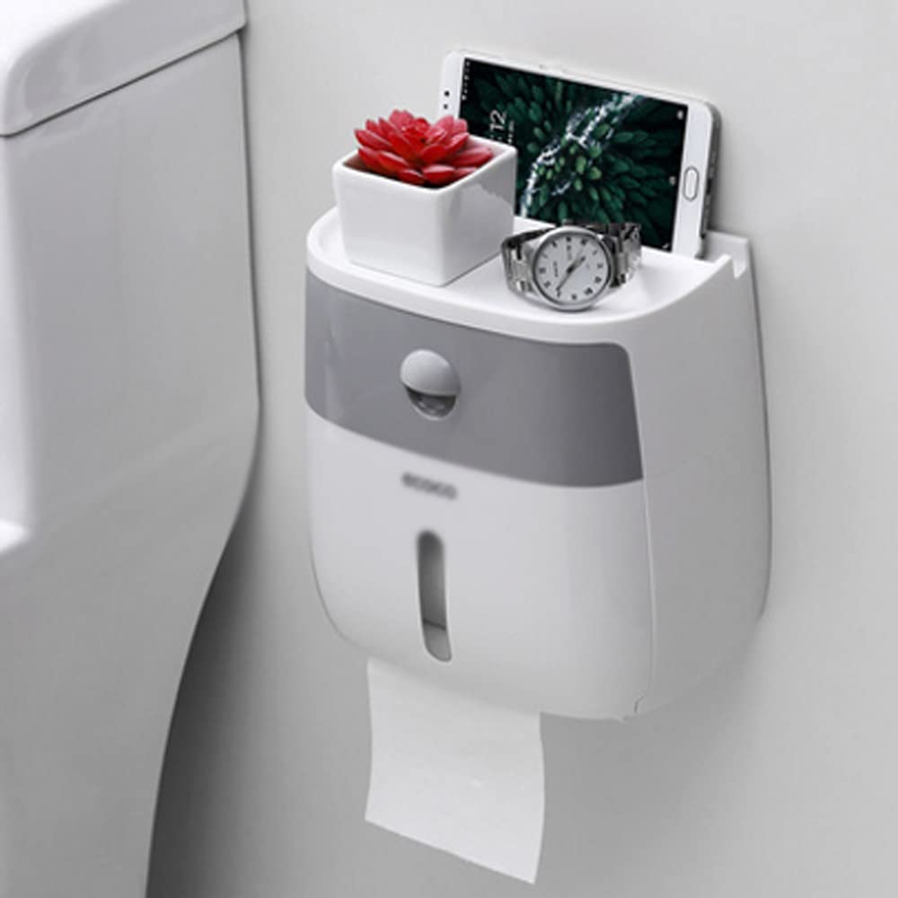 Waterproof Wall Mounted Toilet Paper Holder - Bathroom Tissue Roll Stand with Storage Case | Durable & Stylish Bathroom Accessory for Home, RV, and Office Use