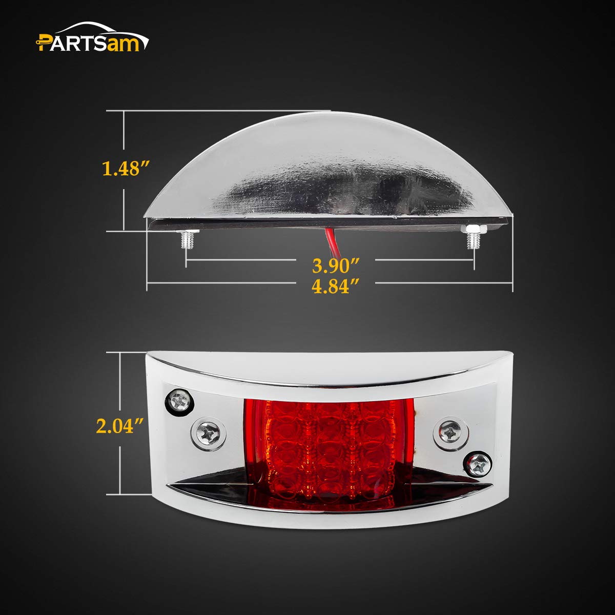 Partsam 6-Pack Red Rectangular 4-4/5