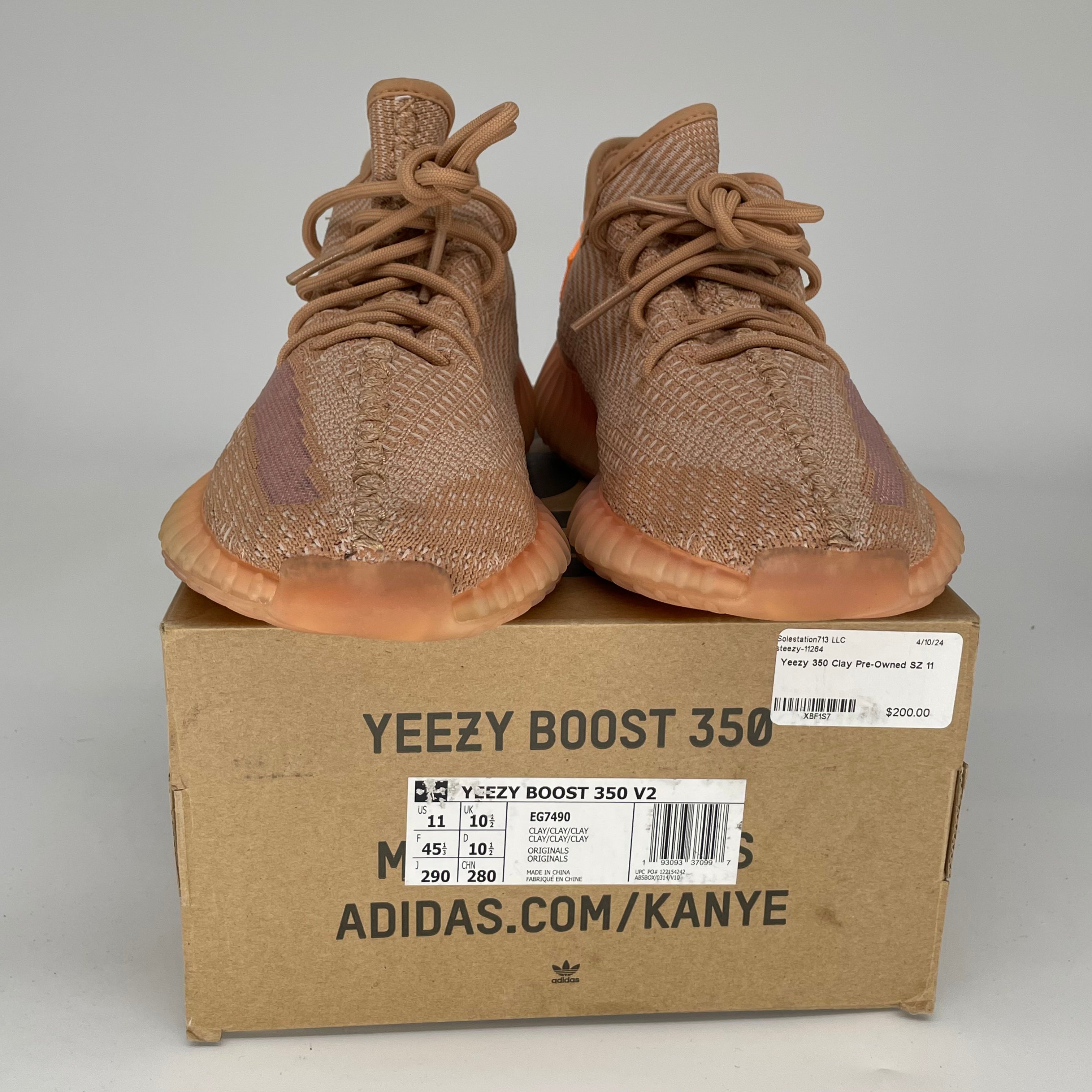 Adidas Yeezy Boost 350 V2 'Clay' Men's Running Shoes - Size 11 [EG7490] | Comfortable Sneakers for Gym, Jogging & Casual Wear