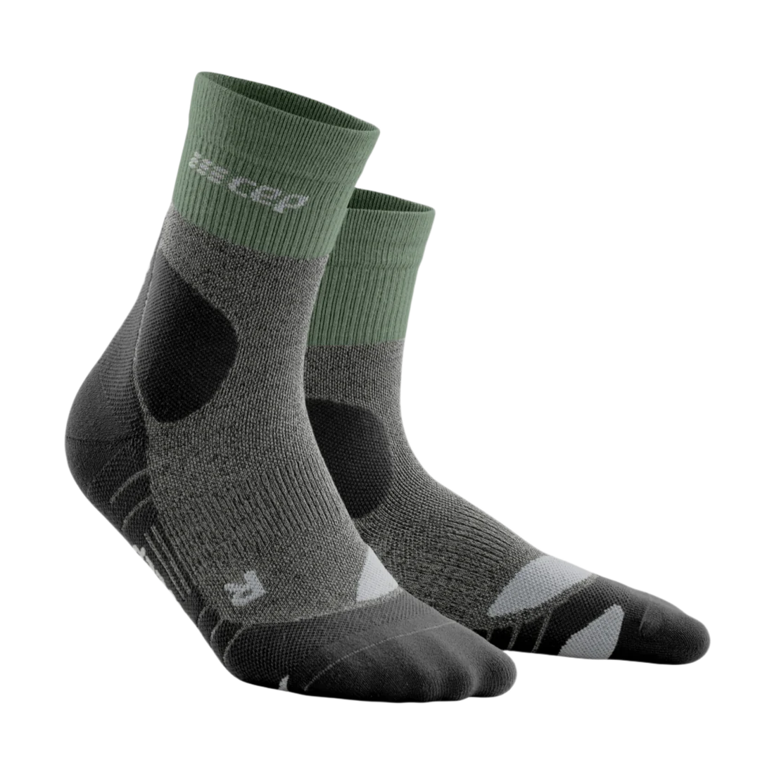 CEP Women's Hiking Merino Wool Mid-Cut Socks - Breathable & Moisture-Wicking for Outdoor Adventures (Green/Grey) - Perfect for Hiking, Camping & Winter Sports