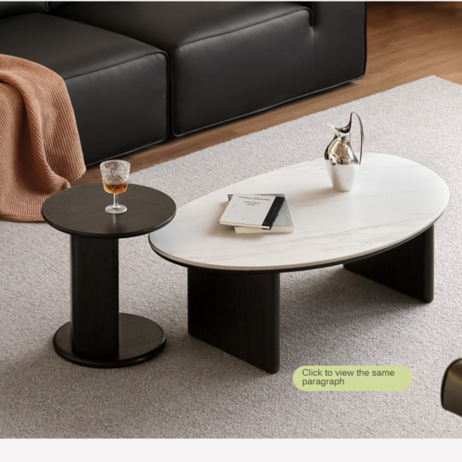 Solid Oak Wood Modern Rock Plate Coffee Table - Stylish Living Room Furniture for Home Decor & Relaxation