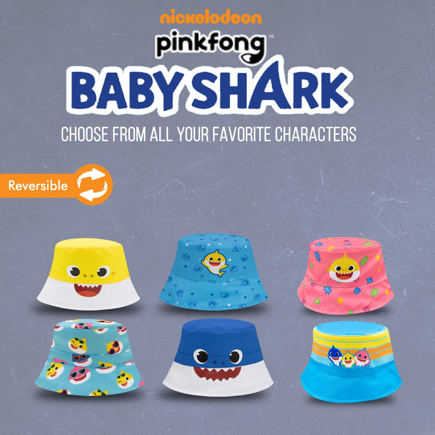 Baby Shark Reversible Bucket Hat for Toddlers - UPF 50+ Sun Protection for Boys & Girls - Pinkfong Baby Shark Inspired Design - Perfect for Beach, Park & Outdoor Play