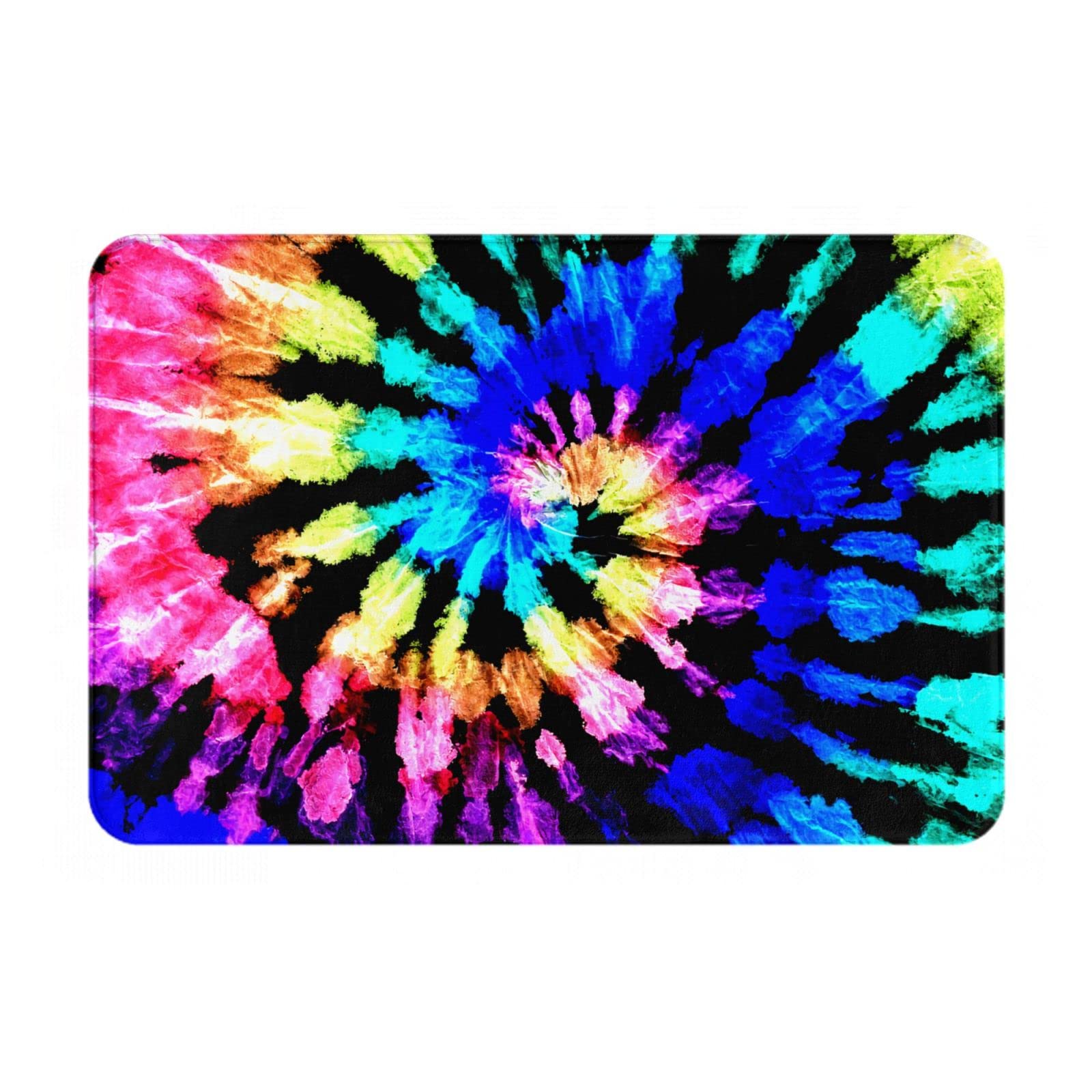 Rainbow Tie Dye Doormat - Non-Slip Absorbent Indoor/Outdoor Rug for Front Door, Kitchen, Bedroom & Bathroom - 15.7