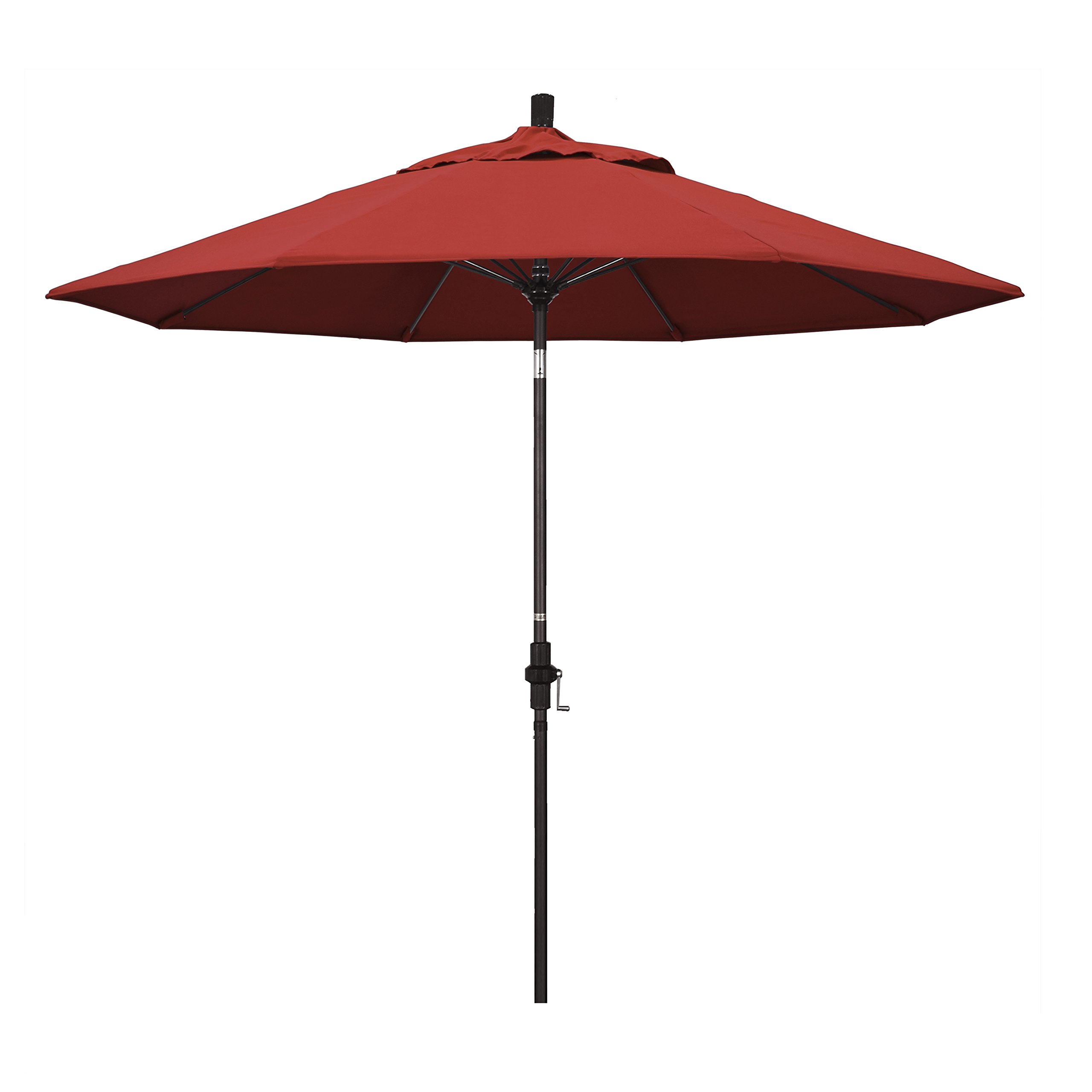 California Umbrella GSCUF908117-F13 9-Foot Round Aluminum Pole Fiberglass Rib Patio Umbrella - Bronze Frame with Red Canopy for Outdoor Dining, Poolside, and Backyard Relaxation