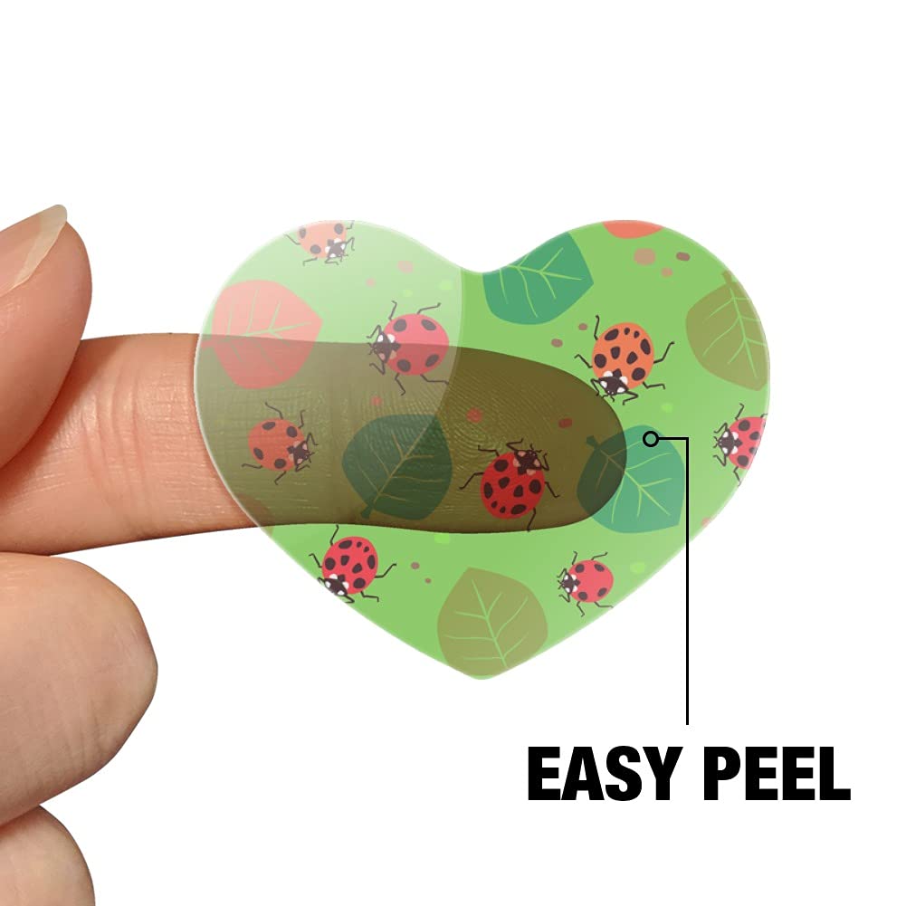 Heart-Shaped Ladybug & Leaves Pattern Planner Stickers - Scrapbook, Calendar & Craft Decoration for DIY Projects, Bullet Journals & Gift Wrapping