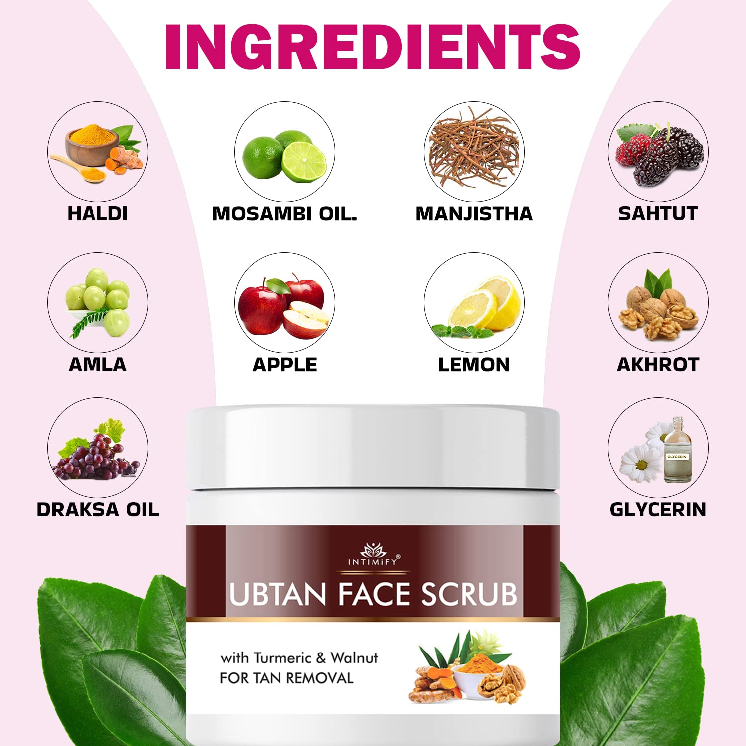 INTIMIFY Ubtan Face Scrub for Women - Walnut & Turmeric Exfoliator for Glowing Skin, Brightening, Tan Removal - Treats Oily & Dry Skin (100ml) - Perfect for Daily Skincare Routine & Bridal Prep