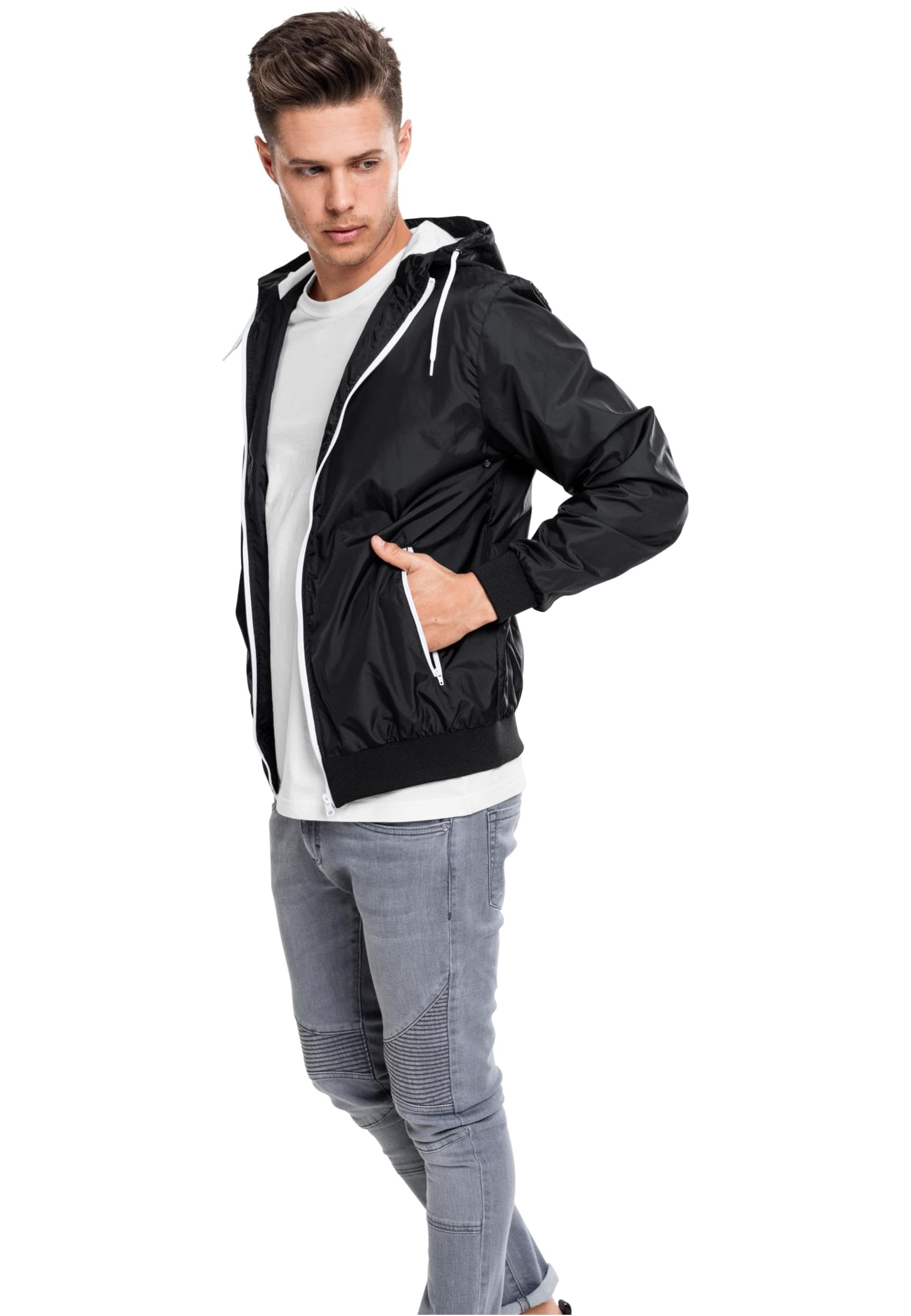 Men's Lightweight Windbreaker Jacket - Medium Size, Water-Resistant & Breathable for Outdoor Running, Hiking & Travel