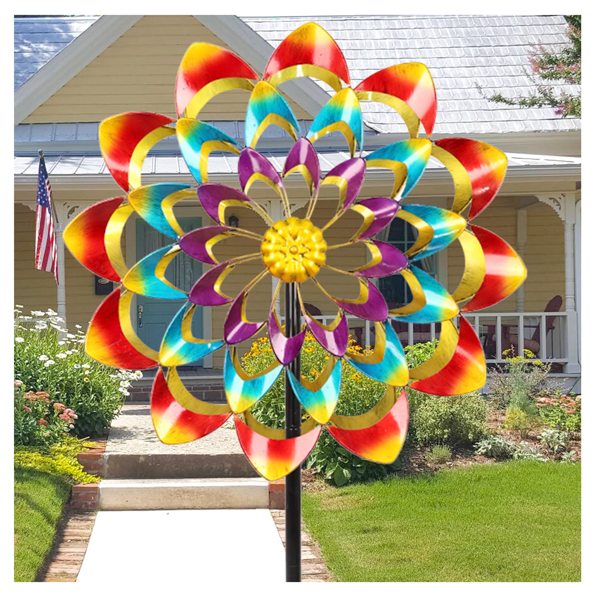 WinWindSpinner - 84 Inch Kinetic Metal Wind Spinner for Yard & Garden Decor | Outdoor Windmill for Lawn, Patio & Backyard | Durable Weatherproof Garden Art for Relaxing Outdoor Spaces