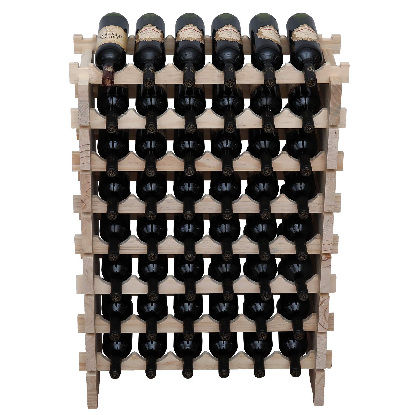 Solid Wood Stackable Wine Rack for 48 Bottles - Natural Wooden Wine Cabinet Storage - Perfect for Home, Kitchen, Bar, and Restaurant Wine Organization