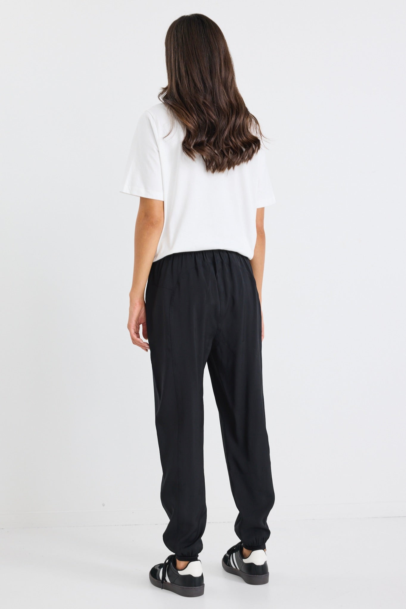 New Warrior Black Relaxed Drapey Drawstring Stretch Cuff Pants - Comfortable Lounge & Yoga Pants for Women - Perfect for Home, Workout and Casual Wear