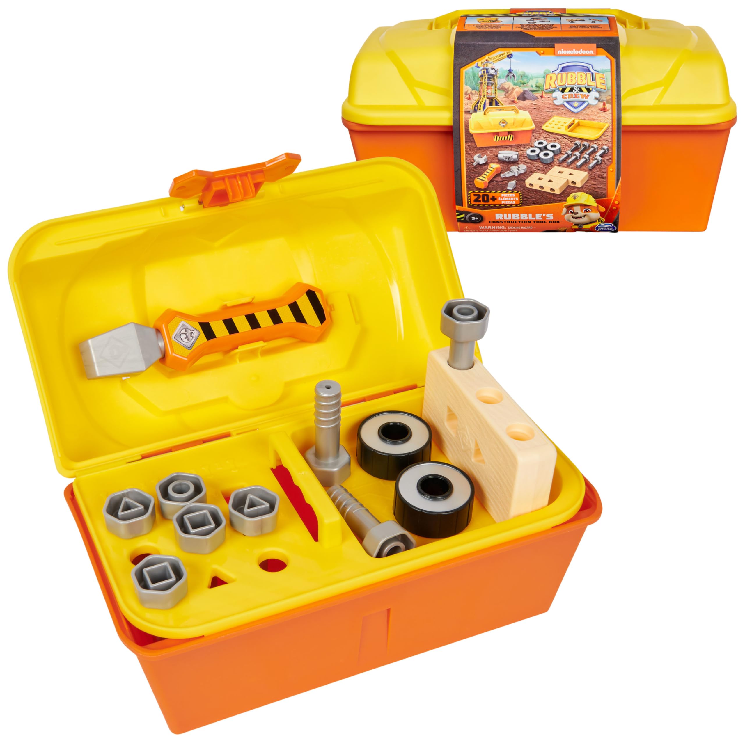 PAW Patrol Rubble & Crew Construction Toolbox with 4-Piece Kids Tool Set - Building Toys for Pretend Play, Perfect Gift for Boys & Girls Ages 3+ | STEM Learning & Role-Playing Fun