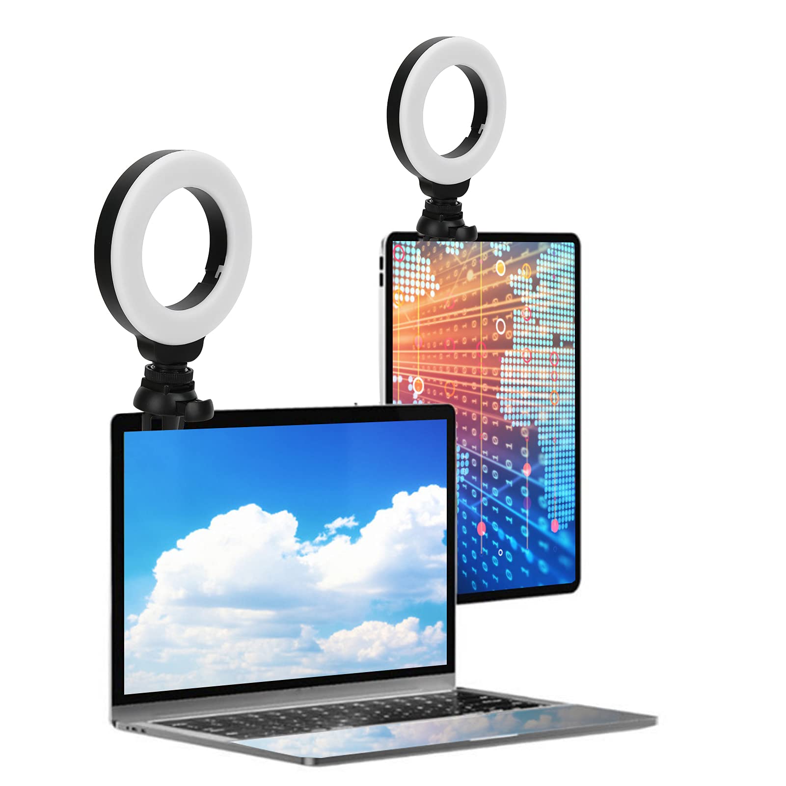 Zunate 4 Inch LED Ring Light with Dimmable Brightness & 3200-6500K Color Temperature - Perfect for Selfies, Online Teaching, Video Conferences, Vlogging & PC Streaming (Includes Clip)