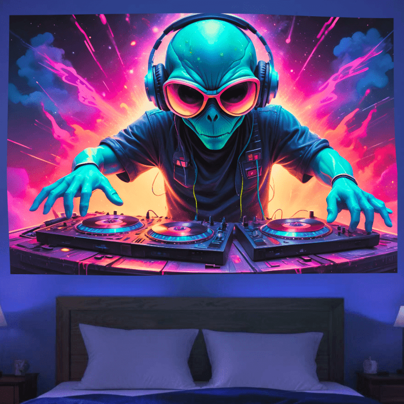 Alien DJ Extraterrestrial Costume - Unique Sci-Fi Party Outfit for Halloween, Cosplay & Rave Events | Perfect for Themed Parties & Music Festivals