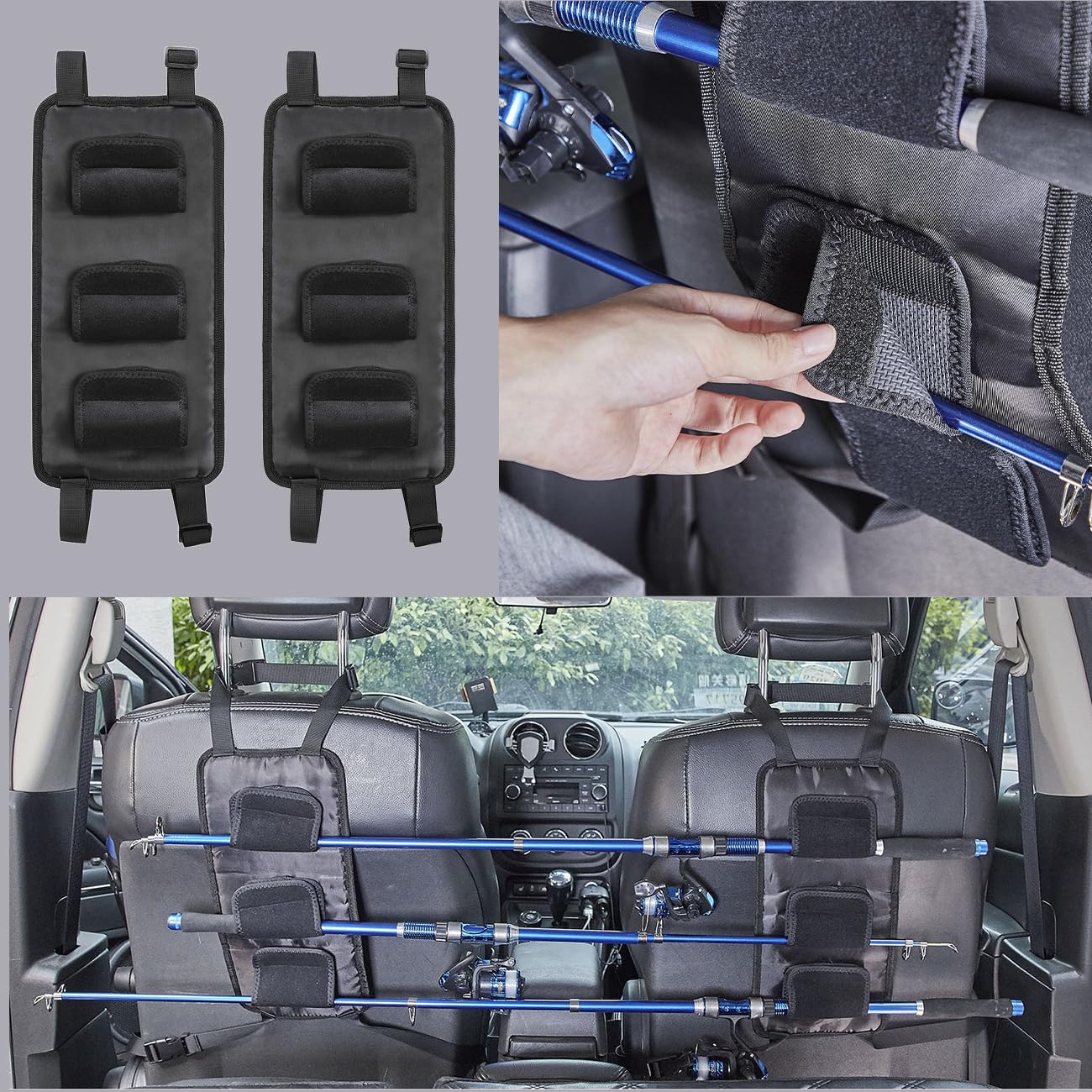Car Fishing Rod Holder for SUV, Wagon, Van, Jeep & Truck - 2 Styles: Roof Rack & Backseat Pole Holder | Secure Fishing Pole Storage for Road Trips & Outdoor Adventures