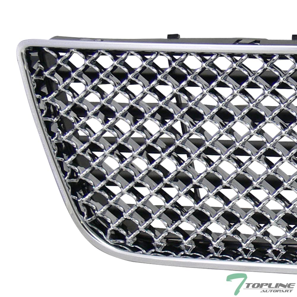 Chrome Mesh Front Upper Hood Grille & Lower Bumper Grille Guard ABS for 06-13 Chevy Impala / 14-16 Limited - Durable Car Exterior Upgrade for Enhanced Style & Protection