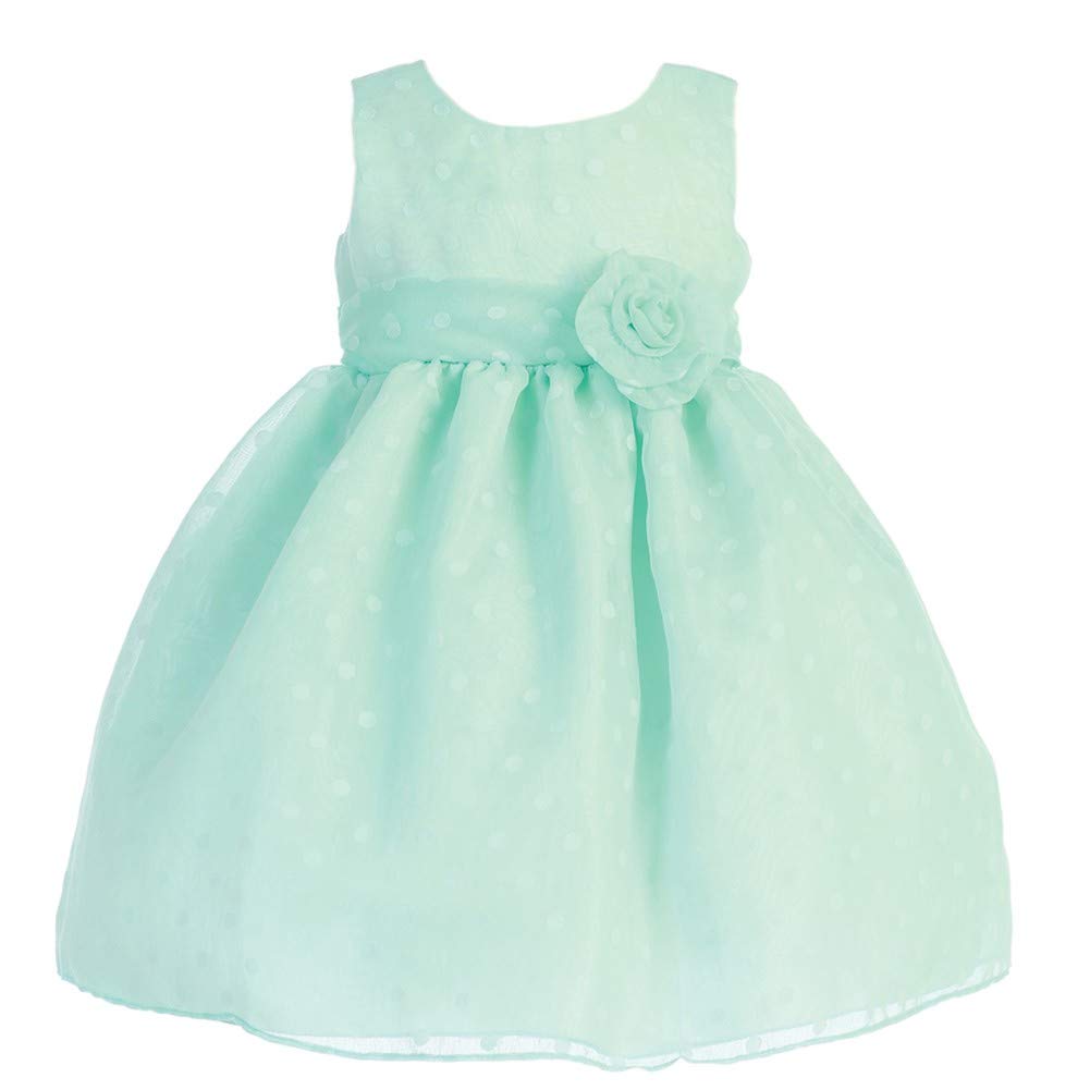 Lito Girls 4T Mint Green Polka Dot Floral Burnout Easter Dress for Toddler - Perfect for Spring Photoshoots, Easter Sunday & Special Occasions