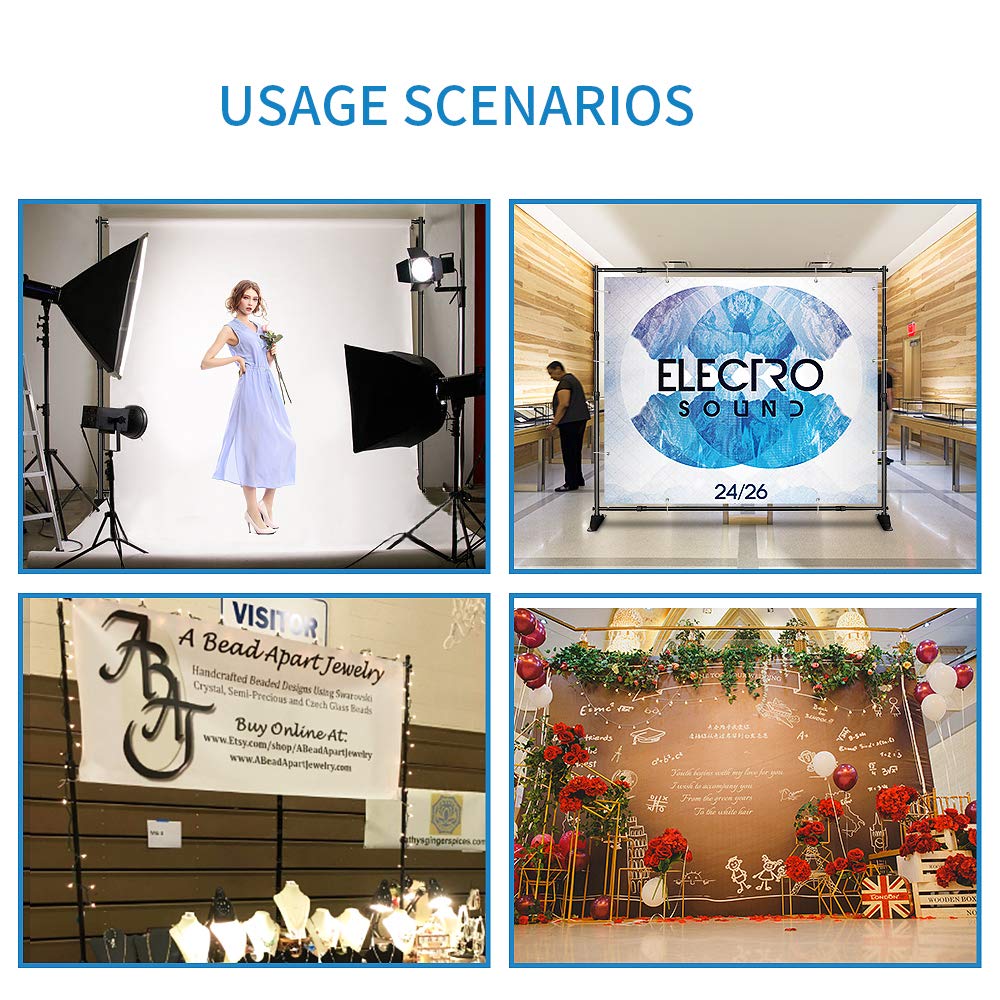 Heavy Duty Adjustable Backdrop Stand 10x8ft - Portable Banner Stand for Trade Shows, Events, Parties & Photography | Professional Step and Repeat Display for Branding, Photo Booths & Commercial Use