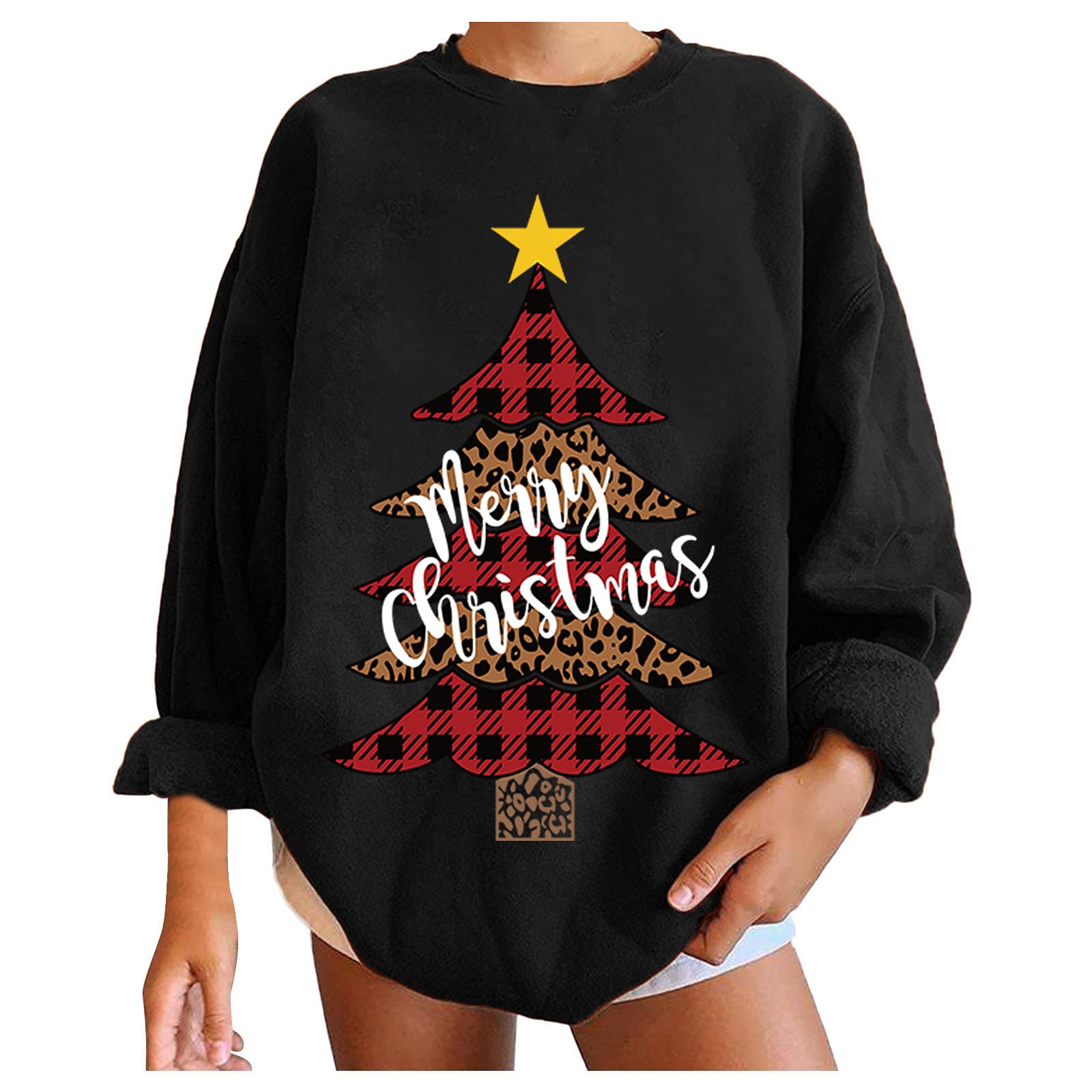 Women's Casual Printed Slouchy Round Neck Sweatshirt Pullover - Long Sleeve Loose Fit Blouse for Everyday Wear | Perfect for Work, Weekend Outings & Layering