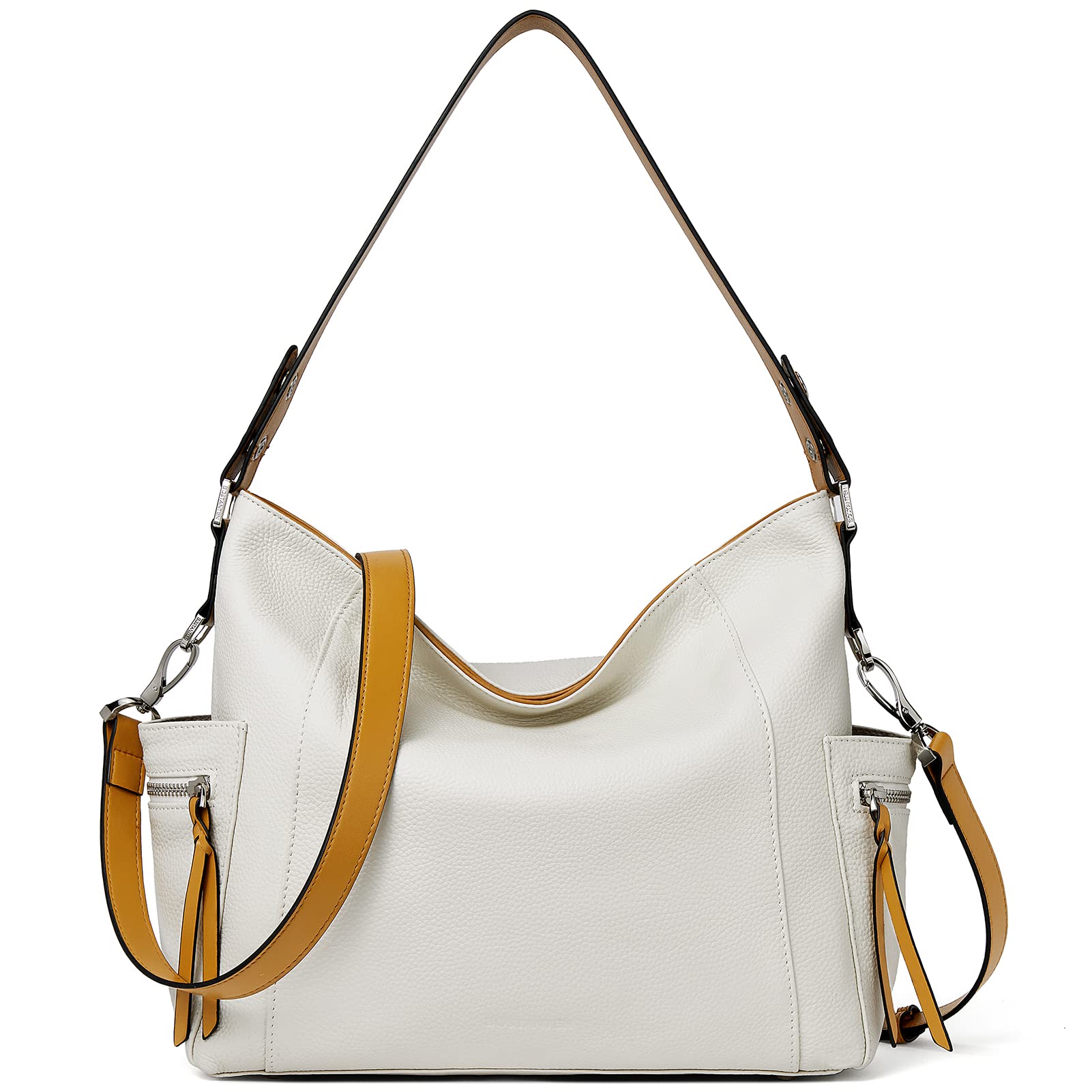 BOSTANTEN Genuine Leather Hobo Handbags for Women - Designer Shoulder Tote & Crossbody Purse - Large Capacity Fashion Bag for Work, Travel & Everyday Use