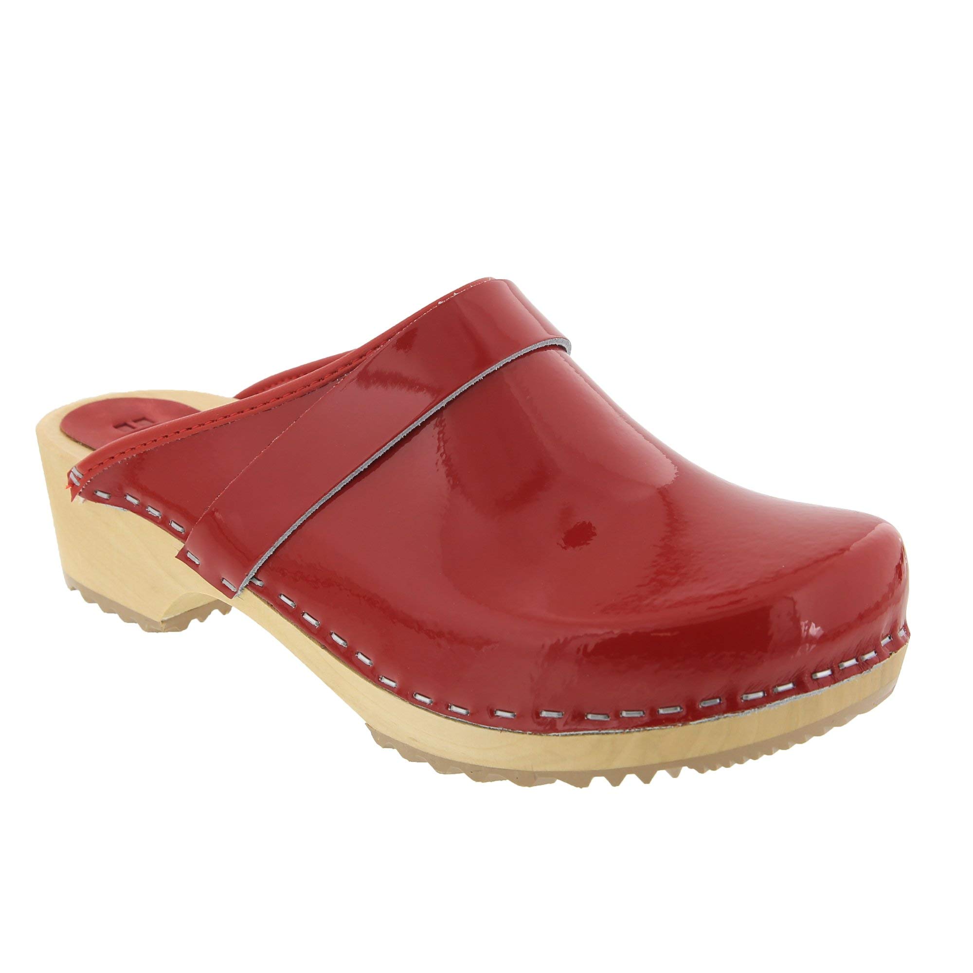Bjork Maja Wooden Open Back Leather Clogs - Comfortable & Stylish Wooden Clogs for Women, Perfect for Home, Garden, and Casual Outings