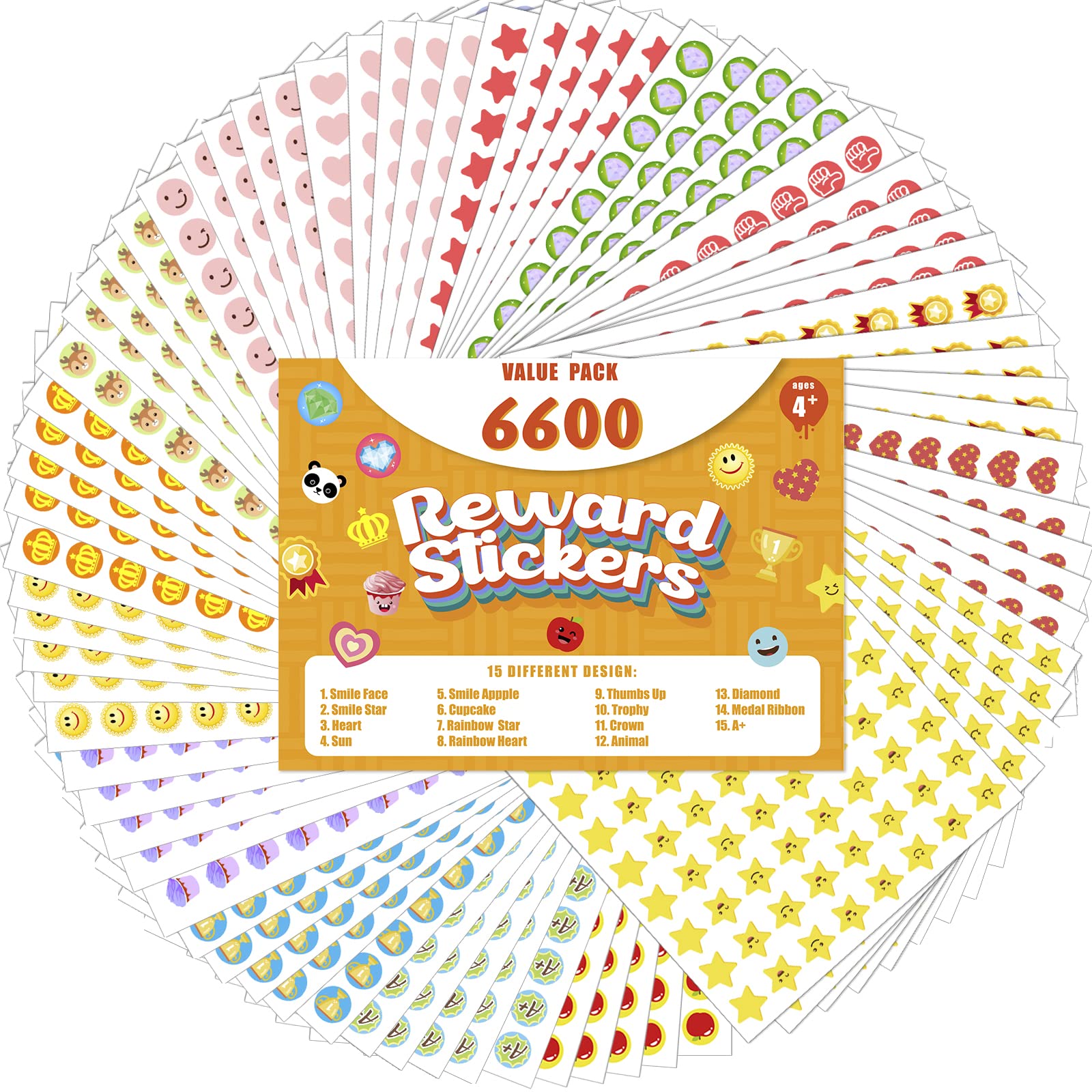 Premium 6600 Mini Reward Stickers for Teachers & Students - Bulk Classroom Incentive Stickers for Kids Learning & Behavior Motivation
