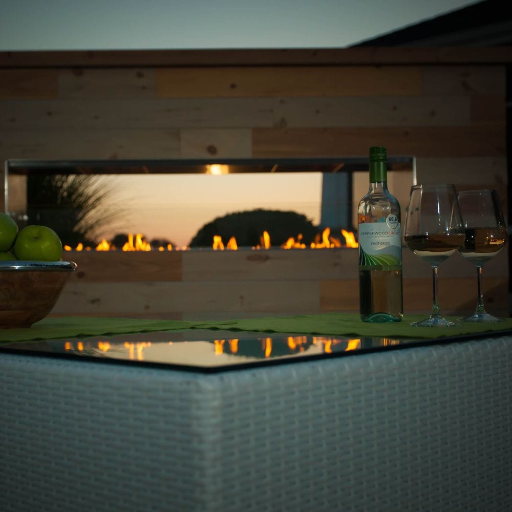 Firegear Kalea Bay Vent-Free Outdoor Linear Gas Fireplace with LED Lights - Perfect for Patio, Deck, and Backyard Ambiance