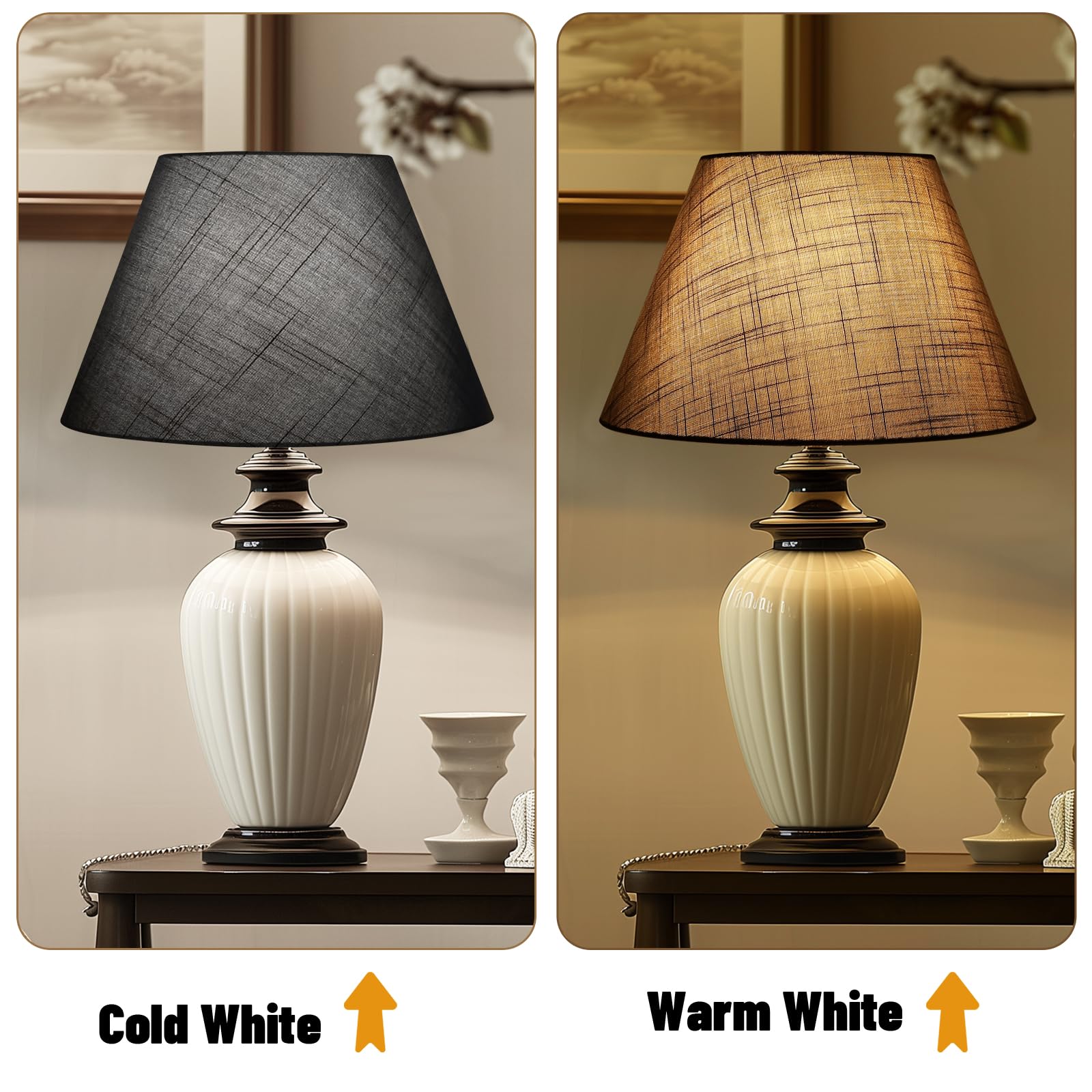 ALUCSET 7x13x7.8 Inch Natural Linen Barrel Lamp Shade - Handcrafted Grey Brown Replacement Lampshade for Table Lamps | Perfect for Living Room, Bedroom & Office Decor