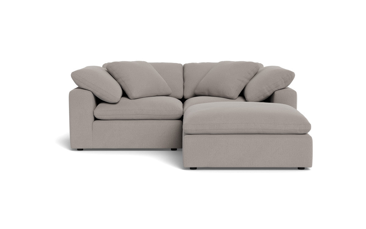 Fluffy 2-Piece Sectional Sofa with Ottoman - Soft Plush Fabric Modern Living Room Furniture for Small Spaces, Apartment & Cozy Home Decor