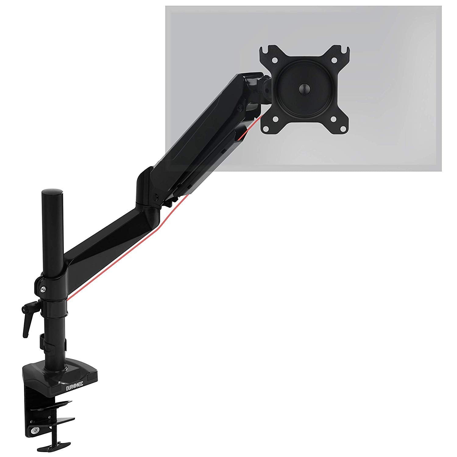 Duronic DMG51X2 Single Monitor Arm Stand - Adjustable Height Desk Mount for 13-24 Inch LED/LCD Screens | VESA 75/100 Compatible | 6.5kg Weight Capacity | 360° Rotation, 180° Swivel, +90°/-45° Tilt | Perfect for Home Office, Gaming & Workspace Setup