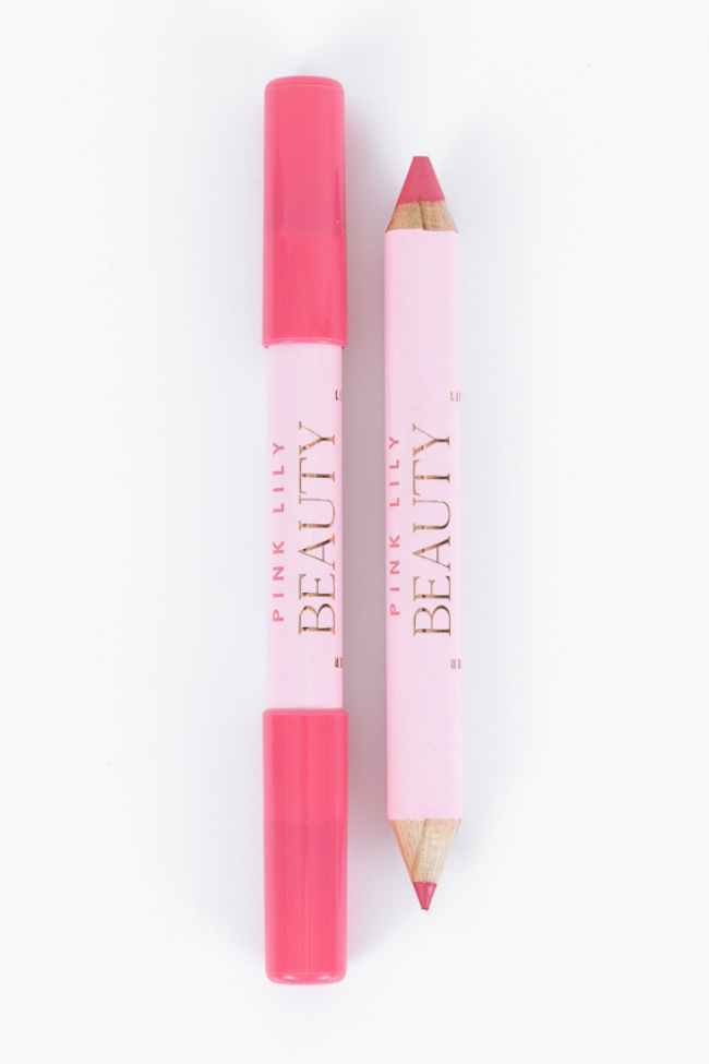 Pink Lily Beauty Double Bloom Dual Lipstick & Lip Liner Set - Cotton Candy Pink | Long-Lasting Matte & Glossy Finish | Perfect for Everyday Wear, Date Night & Special Occasions