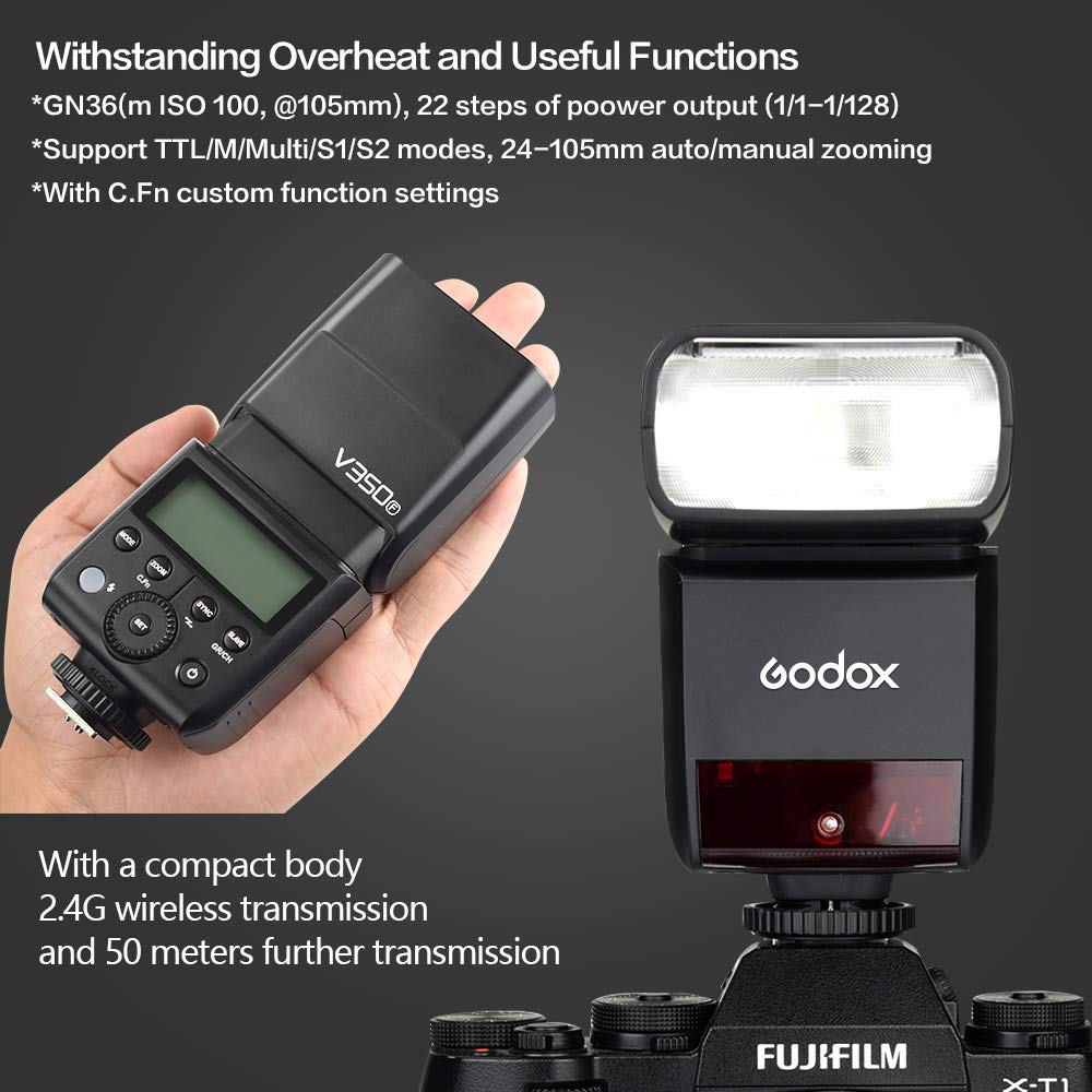 Godox V350N TTL Flash for Nikon - 1/8000s High Speed Sync, Rechargeable Battery, 500 Full Power Flashes - Compatible with D500, D3100, D3200, D3300, D3400, D5300, D5600, D7100, D7200, D7500 - Perfect for Portrait, Wedding & Event Photography (V350-N)