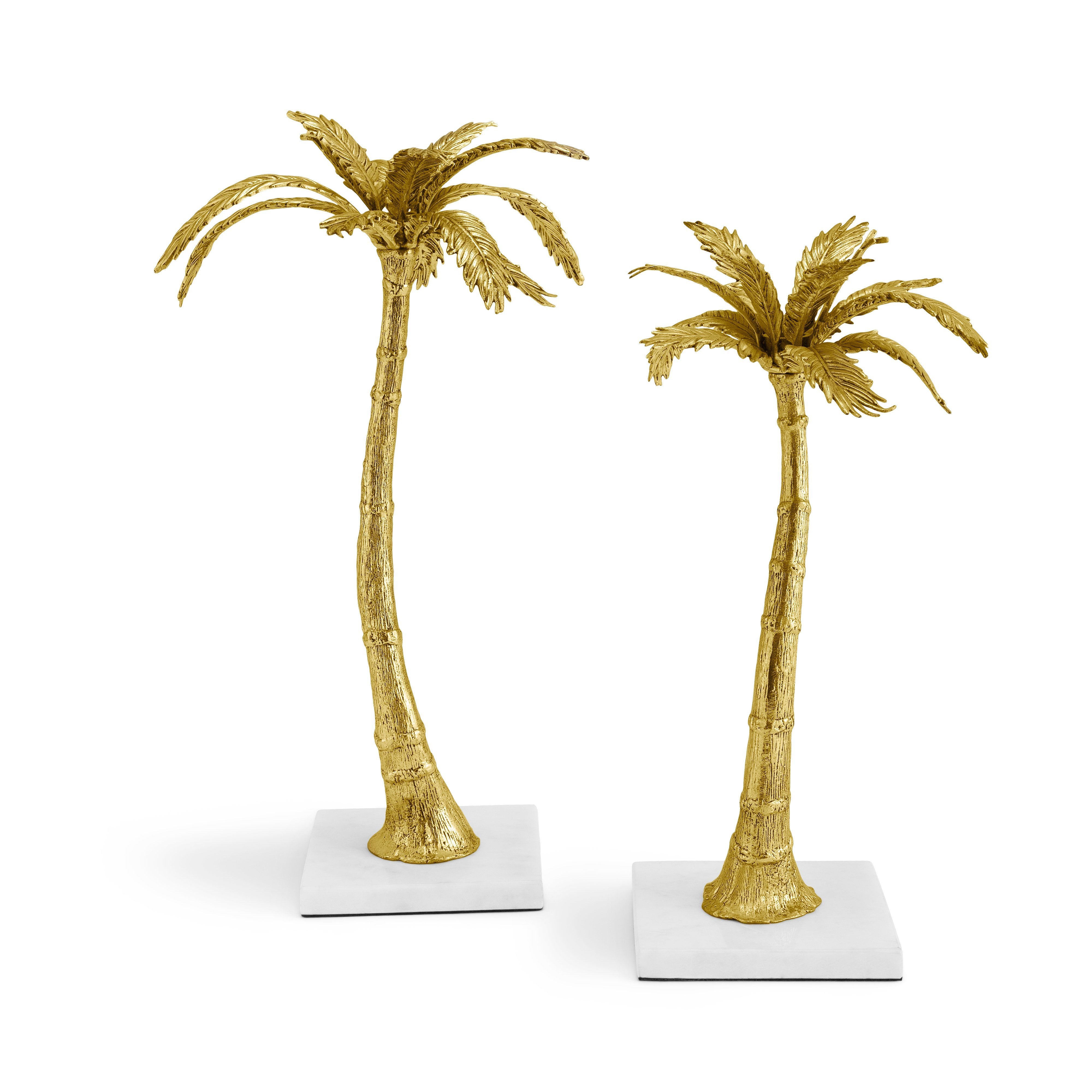 Elegant Palm Tree Candle Holders - Set of 2 Tropical Beach Themed Decorative Candle Stands for Home, Wedding, Party Decor - Perfect for Coastal, Boho, and Vacation Inspired Interior Design