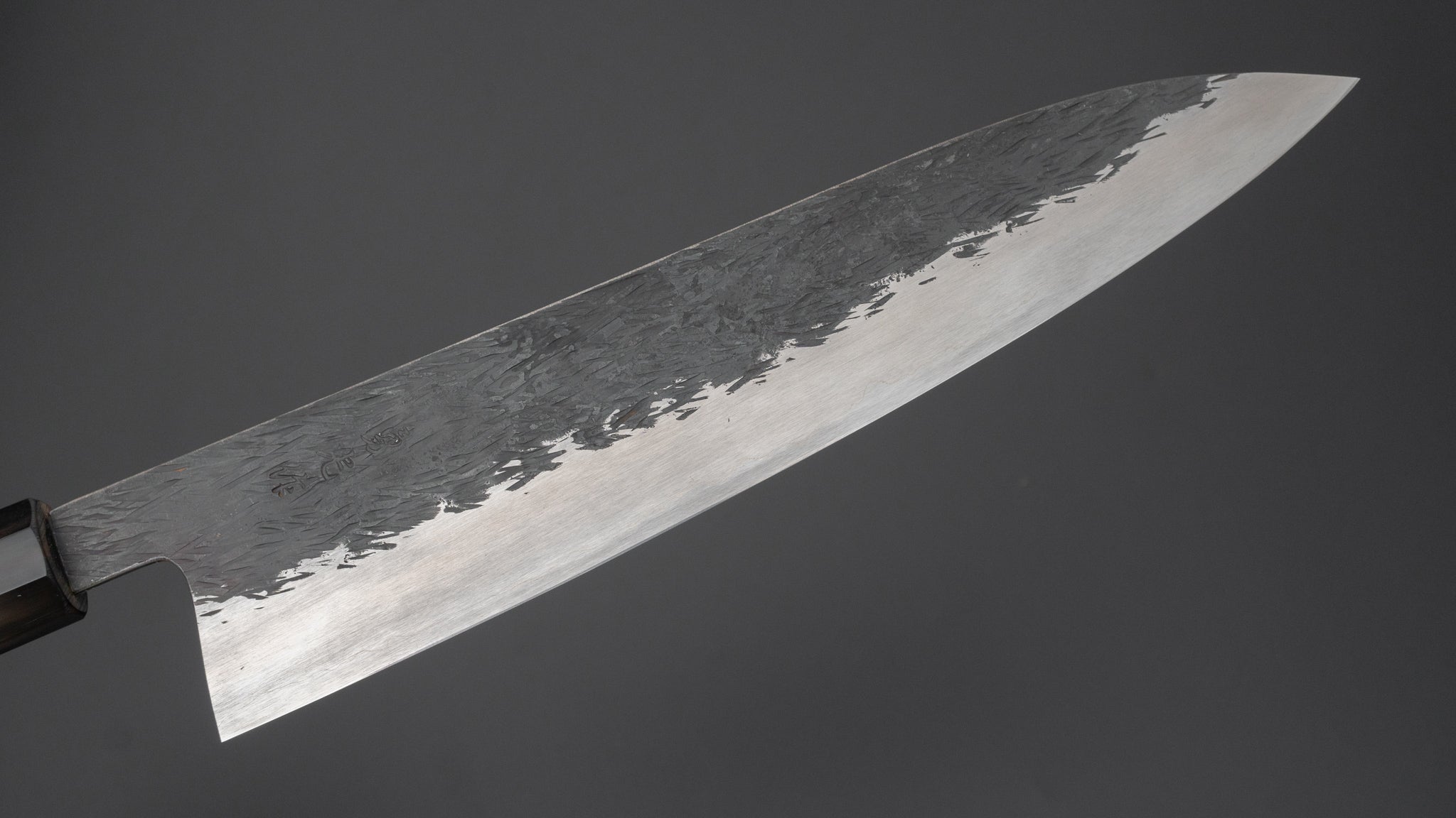 Premium Isamitsu Blue Super Stainless Clad Kurouchi Gyuto Chef Knife 240mm with Taihei Makassar Ebony Handle - Perfect for Professional Chefs & Home Cooking, Sushi, Meat Cutting & Vegetable Prep