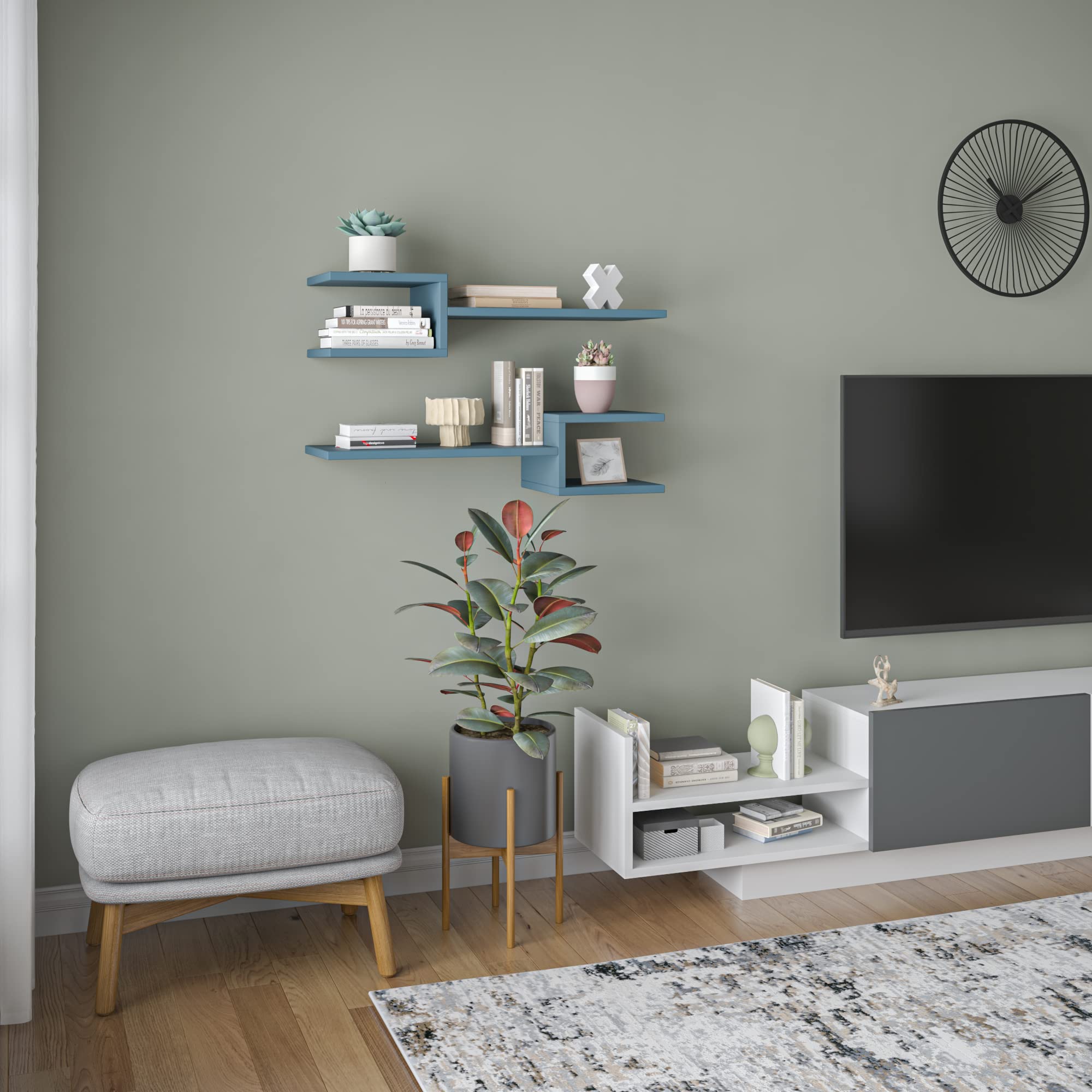 Modern Petrol Blue Wall Shelf - 29.53