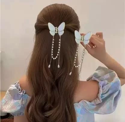 1 PCS White Marble Butterfly Hair Claw Clip for Women & Girls - Elegant Wedding Hair Accessory, Perfect for Bridal, Prom & Special Occasions