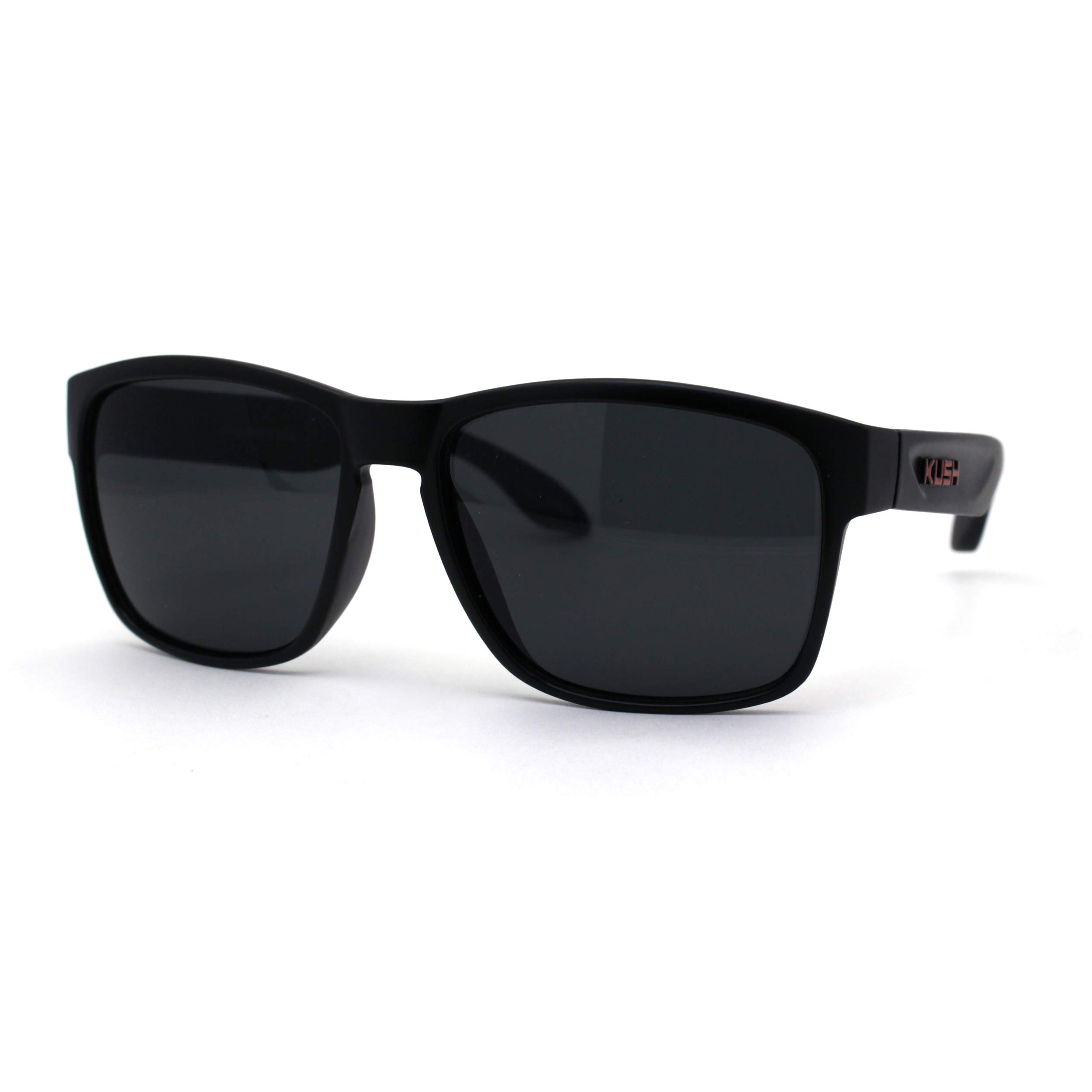 Kush Men's Rectangular Gangster All Black Sports Horn-Rimmed Sunglasses - Stylish & Durable for Outdoor Activities, Driving, and Fashion