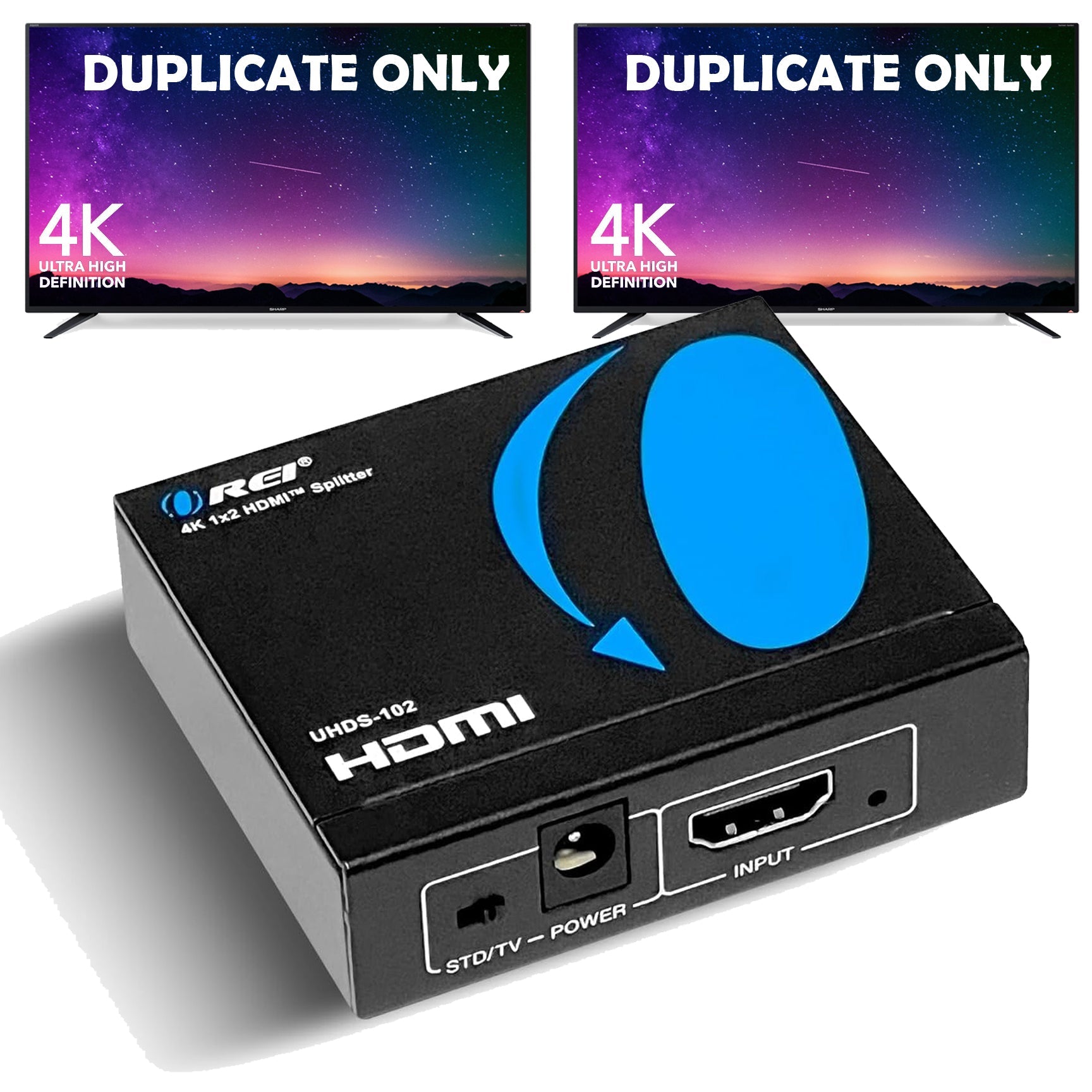 4K HDMI Splitter 1 In 2 Out with EDID Control - UHDS 102 - Ultra HD Video Duplicator for Home Theater & Gaming Setup