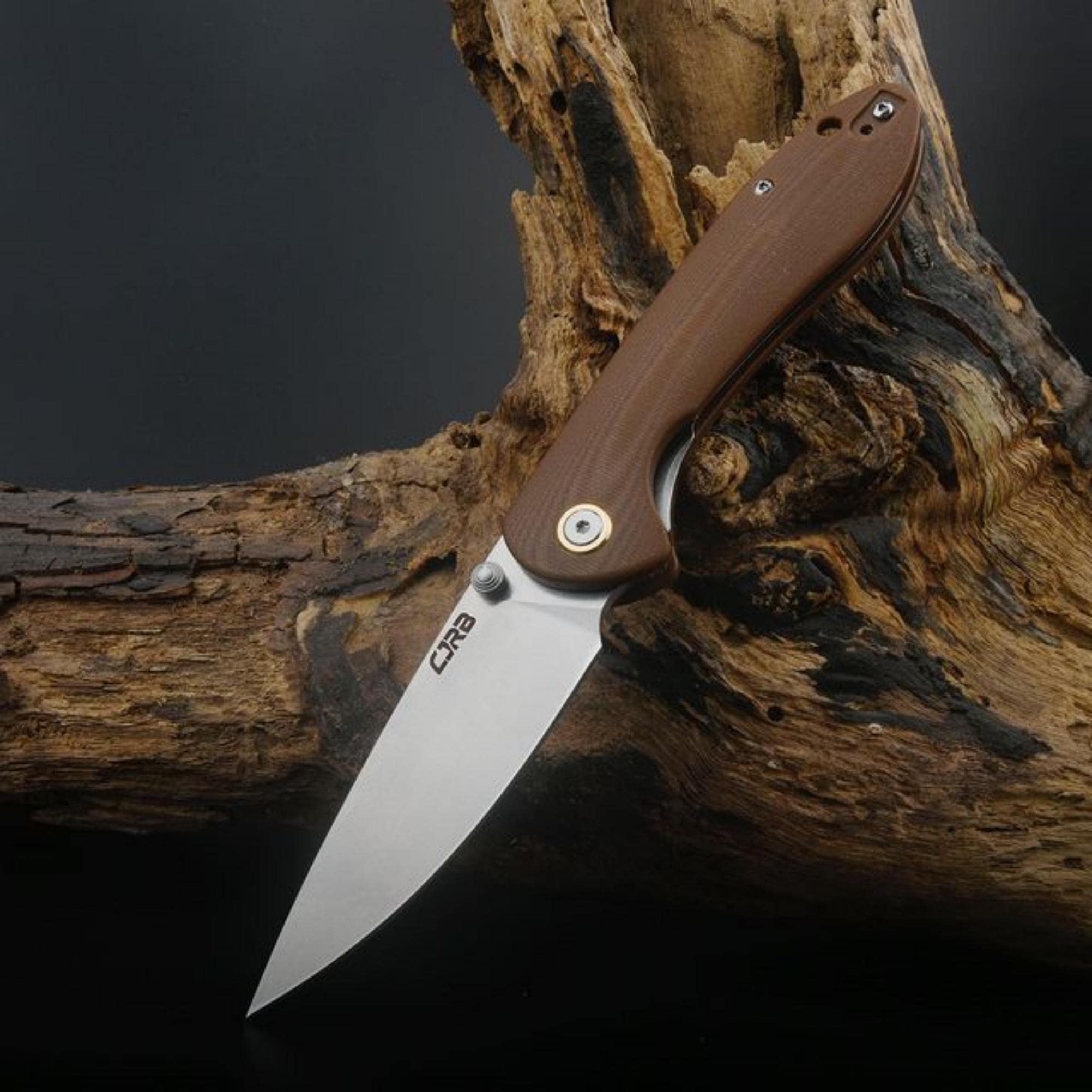 CJRB Feldspar J1912-BNC Large Folding Knife - D2 Steel Blade, G10 Handle - Tactical, Outdoor, EDC, Survival, Camping, Hunting - Perfect for Everyday Carry, Bushcraft & Self-Defense (Brown)