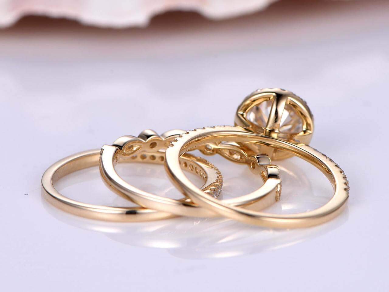 2.25 Carat Moissanite & Diamond Wedding Ring Set in 14K Rose Gold - Elegant Bridal Jewelry for Engagement, Anniversary & Special Occasions