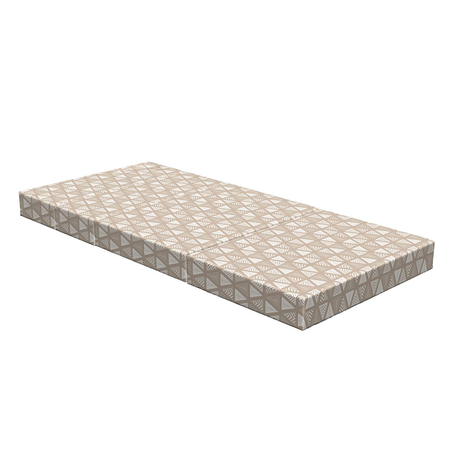 Ambesonne Geometric Foldable Mattress - Abstract Neutral Triangle Design, 74.8