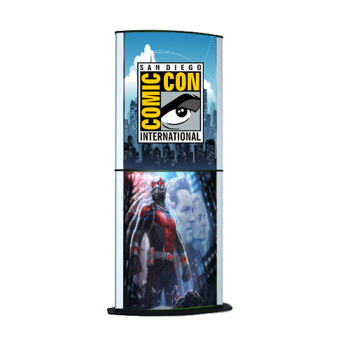 2 Tier Convex Sign Holder - Double Sided Poster Stand for 22x28 Graphics - Perfect for Retail Stores, Trade Shows & Event Displays